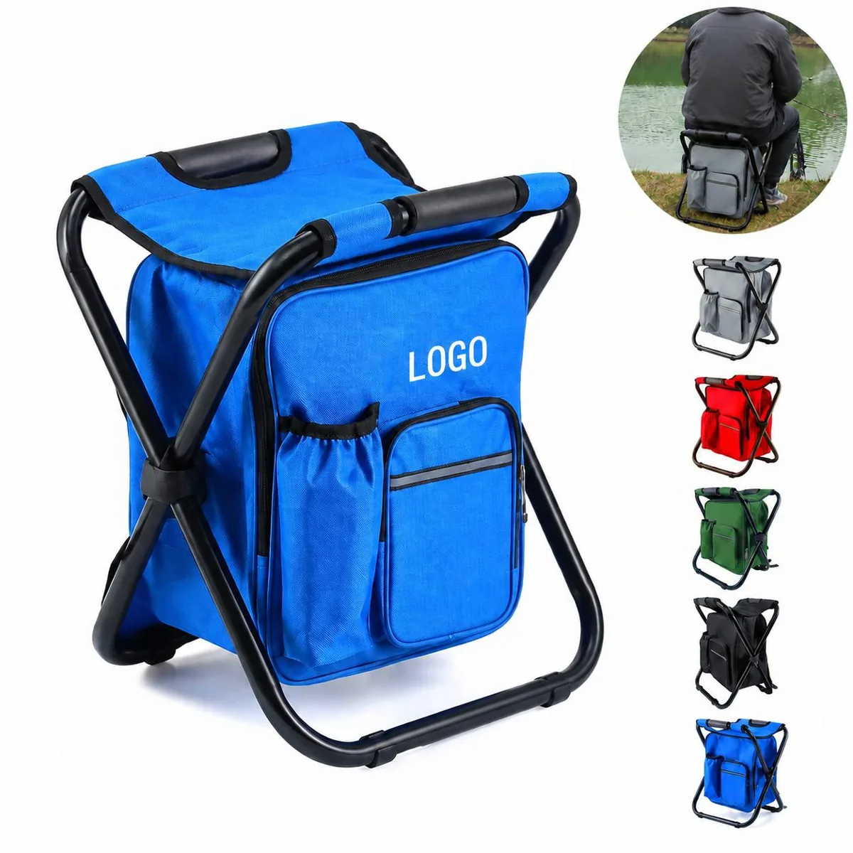 Foldable Backpack Cooler Chair Stool for Outdoor Camping