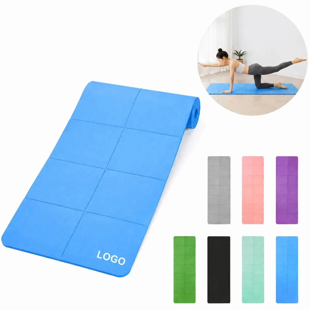 Thick Foldable TPE Yoga Mat Non-Slip Exercise Mat for Home