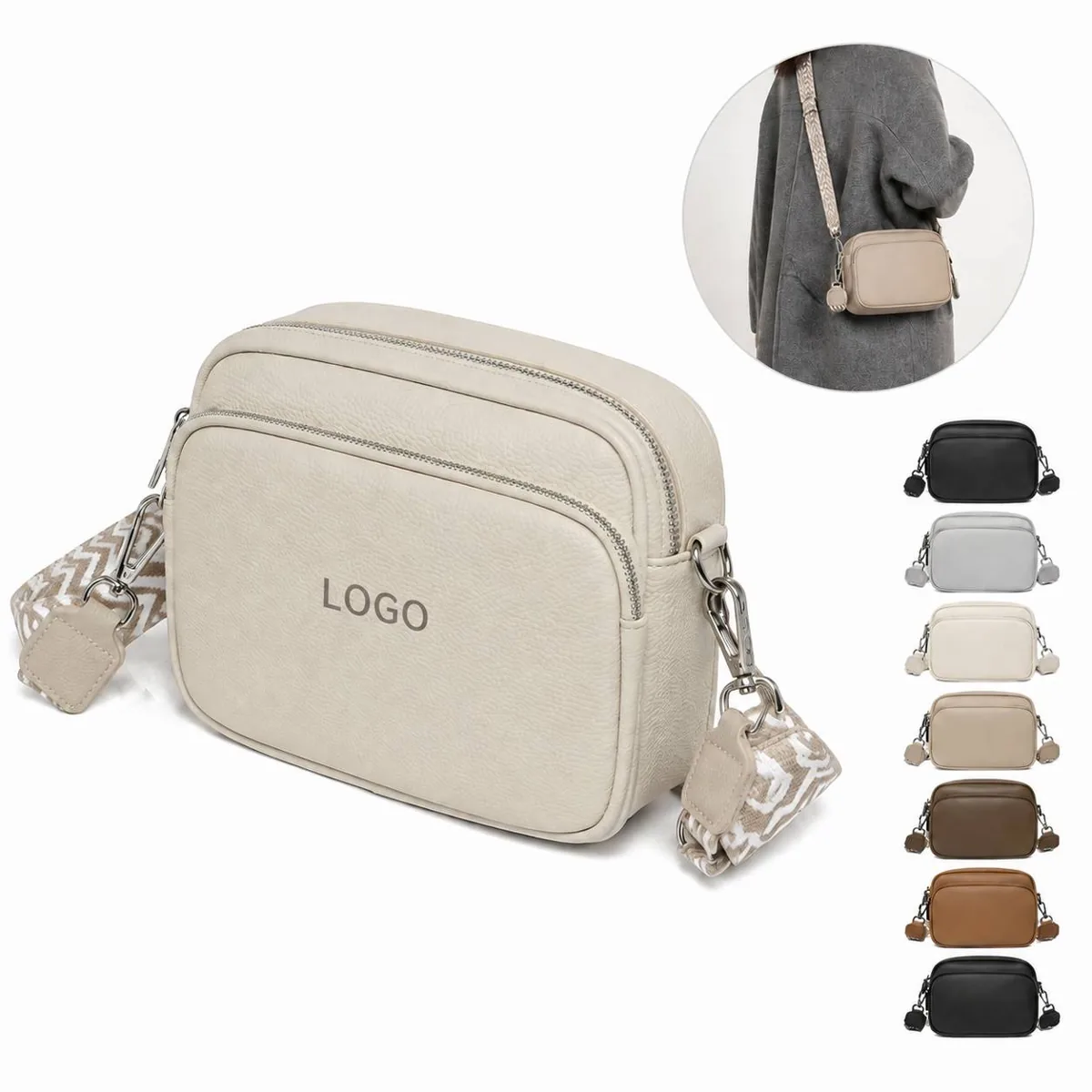 Women's PU Leather Crossbody Handbag with Multiple Pockets