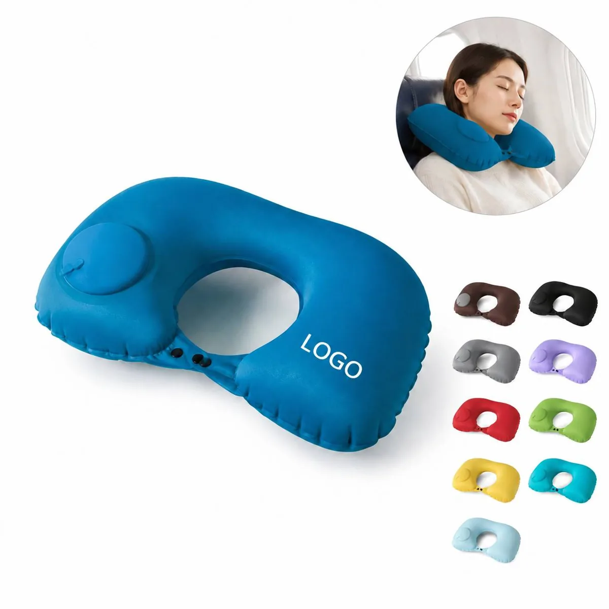 Ergonomic Inflatable U-Shape Travel Neck Pillow for Plane