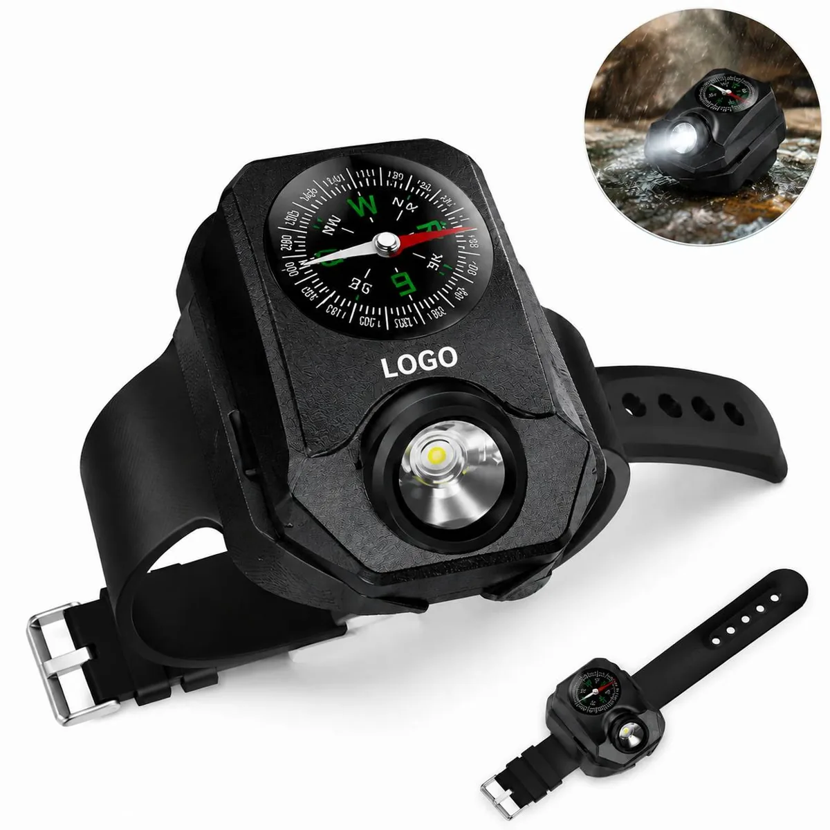 Wrist LED Compass Light Waterproof ABS for Outdoor Hiking