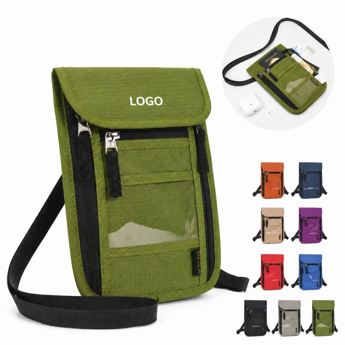 RFID Blocking Travel Neck Pouch Passport Wallet