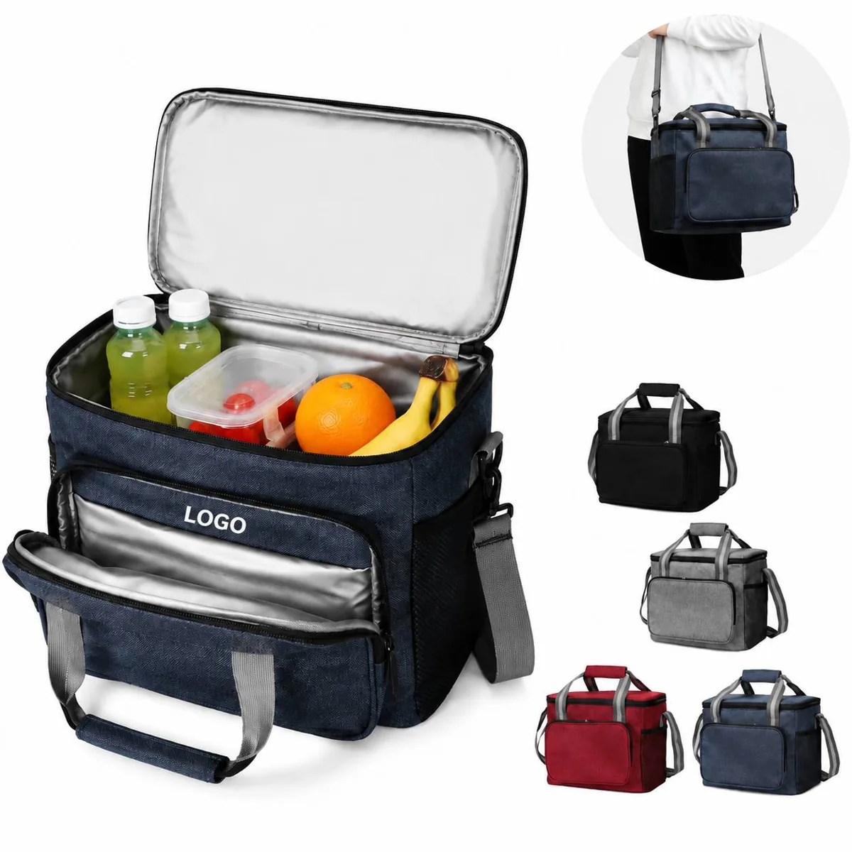 Portable Insulated Lunch Carrier, Leak-Resistant 600D
