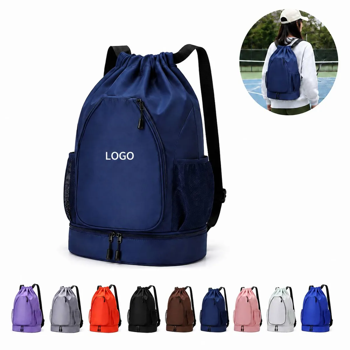Badminton Tennis Drawstring Sports Backpack