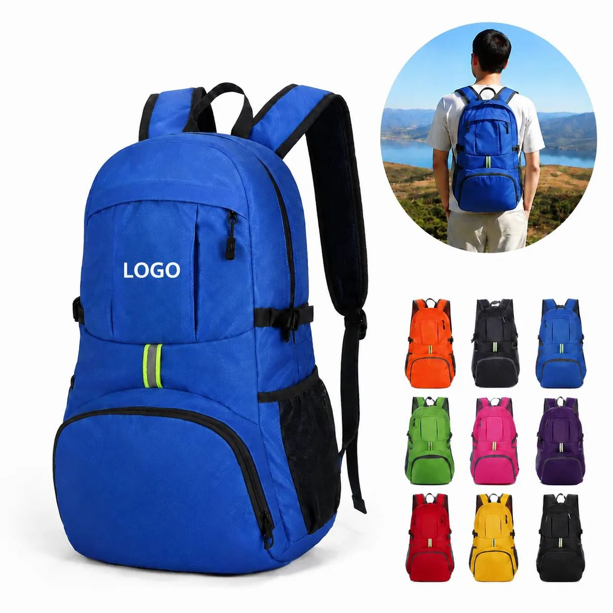 Ultra-Compact Foldable Travel Backpack, 35L Water-Resistant