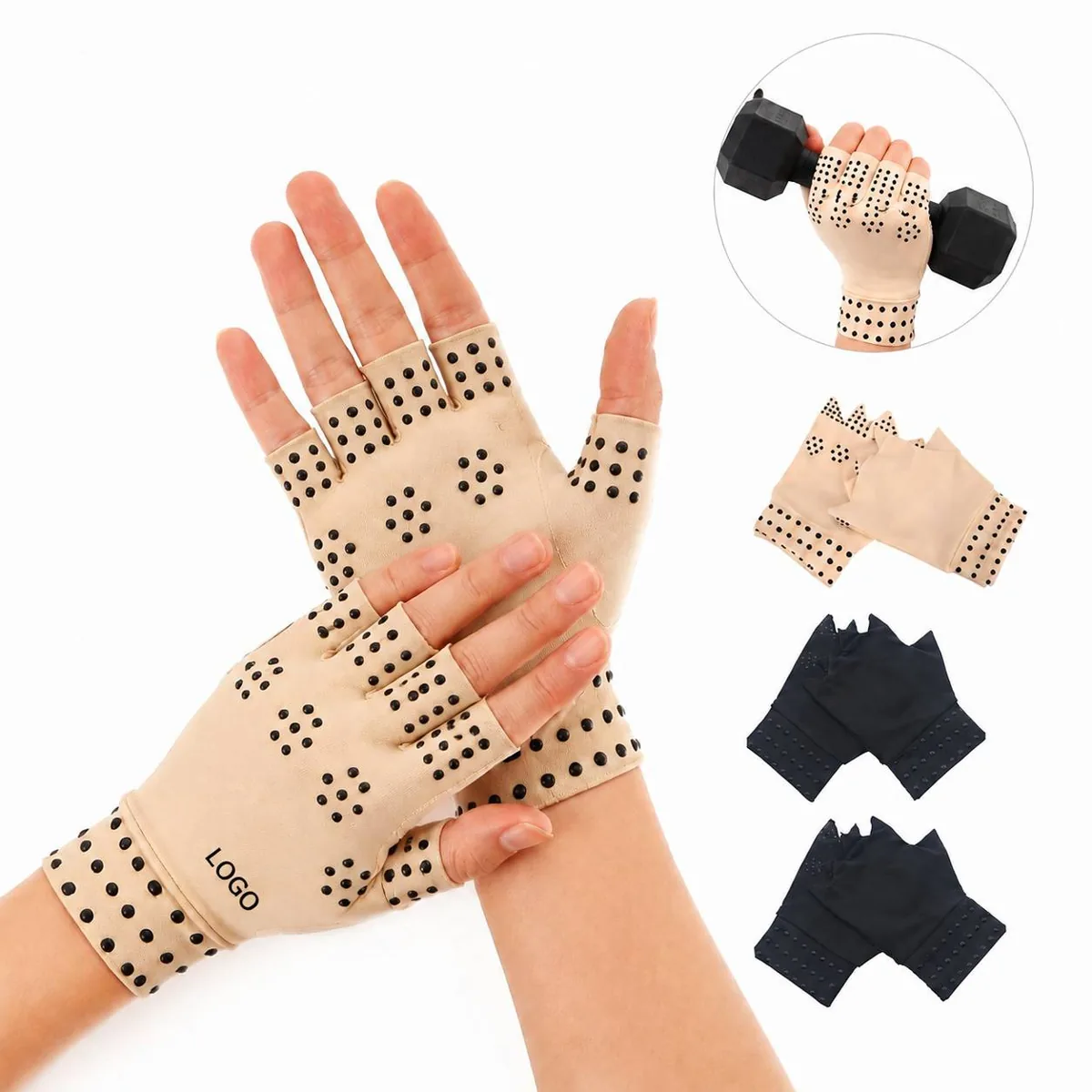 Copper Compression Fingerless Gloves for Arthritis & Carpal