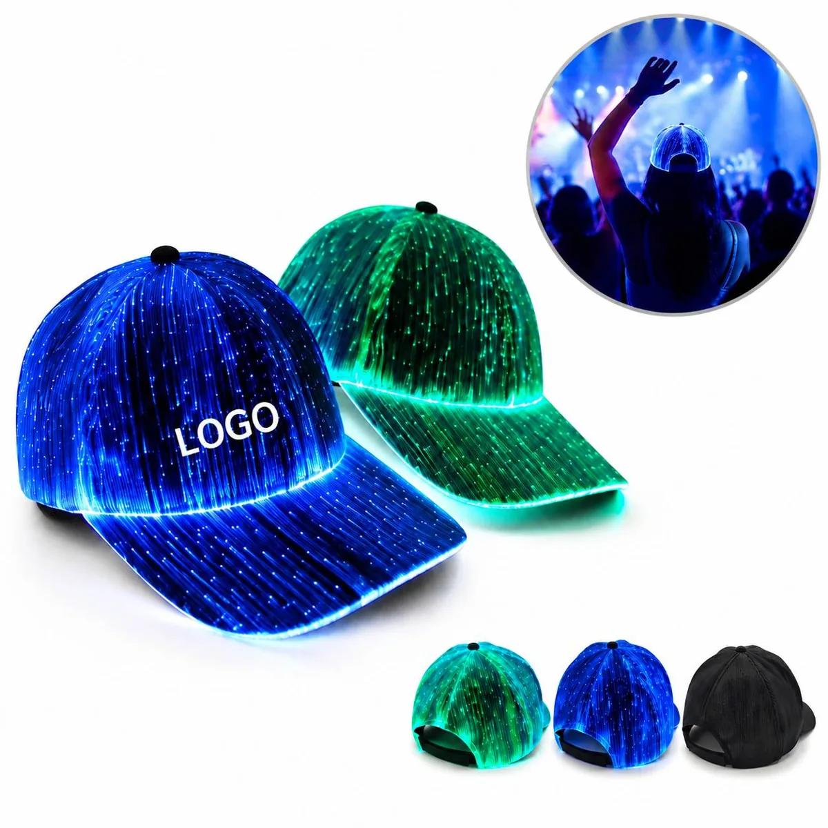 7 Color Glowing LED Baseball Hat USB Rechargeable