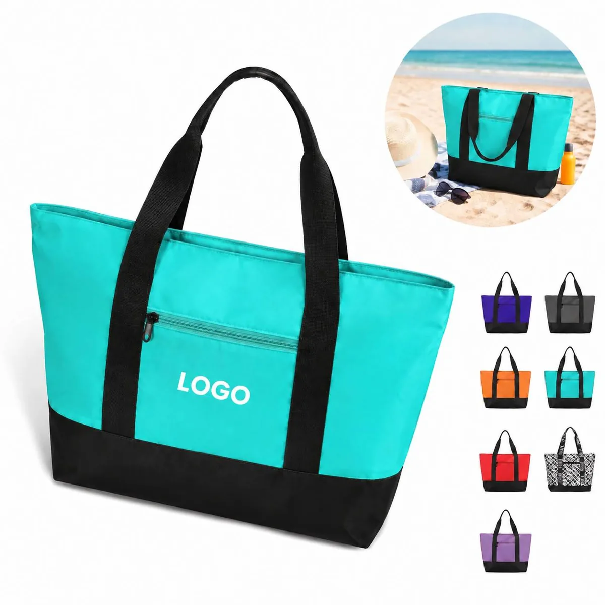Waterproof Nylon Tote Bag with 15.6 Laptop Compartment