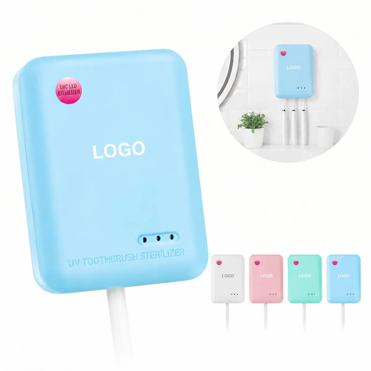 UV C Toothbrush Sanitizer Holder, 5-Min Auto Sterilization