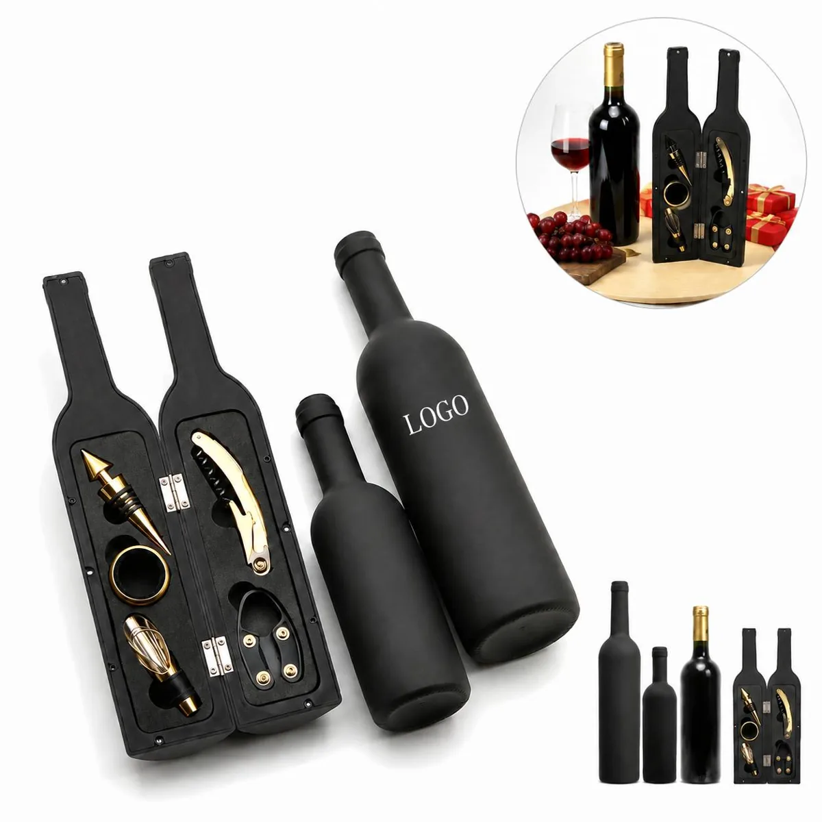Wine Gift Set with Stainless Steel Corkscrew and Stopper