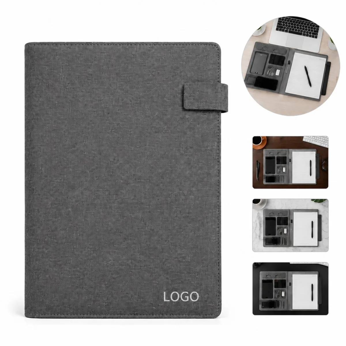 Executive PU Leather Portfolio Organizer Binder for Work
