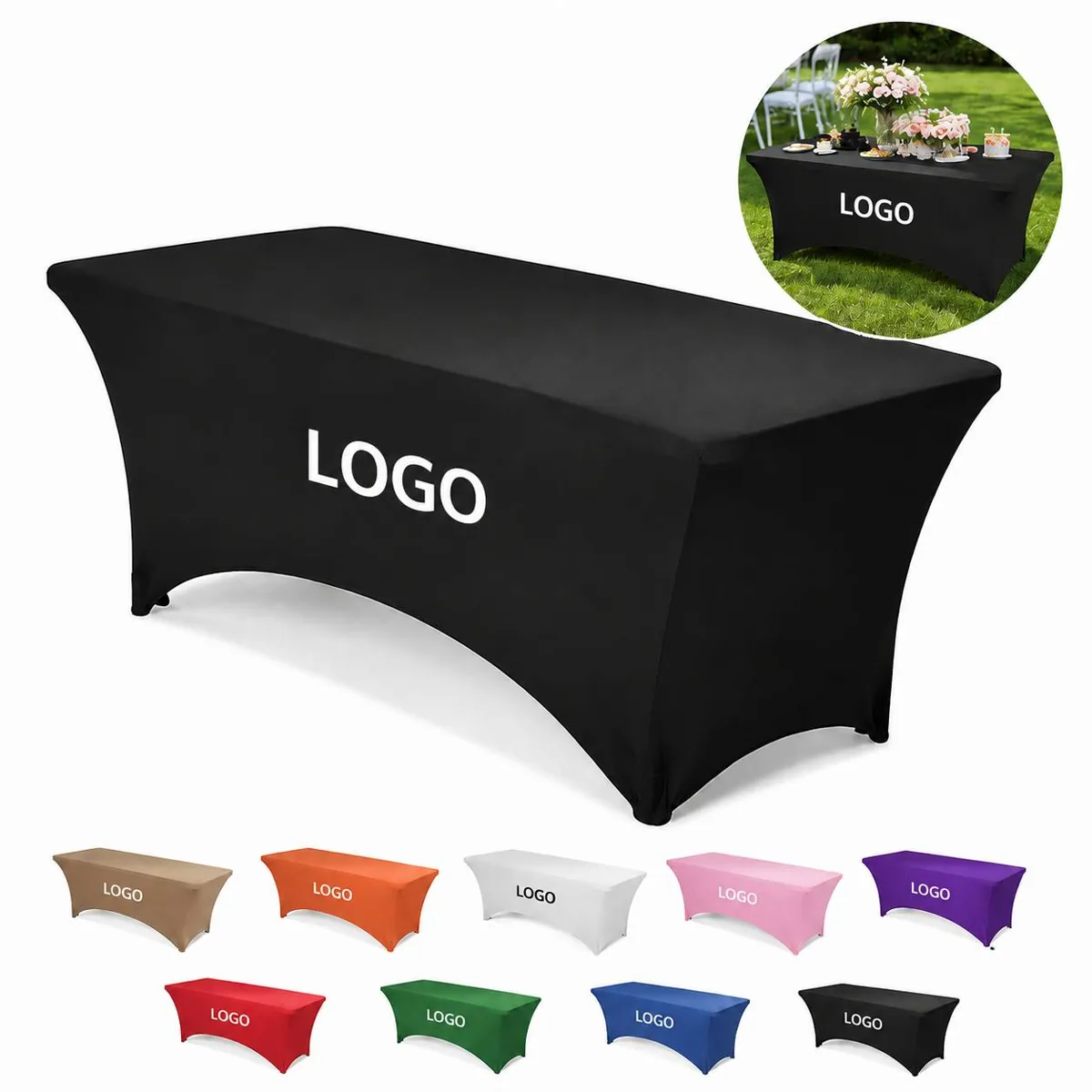 Stretchable Spandex Fitted Tablecloth for 4-8 Ft Tables