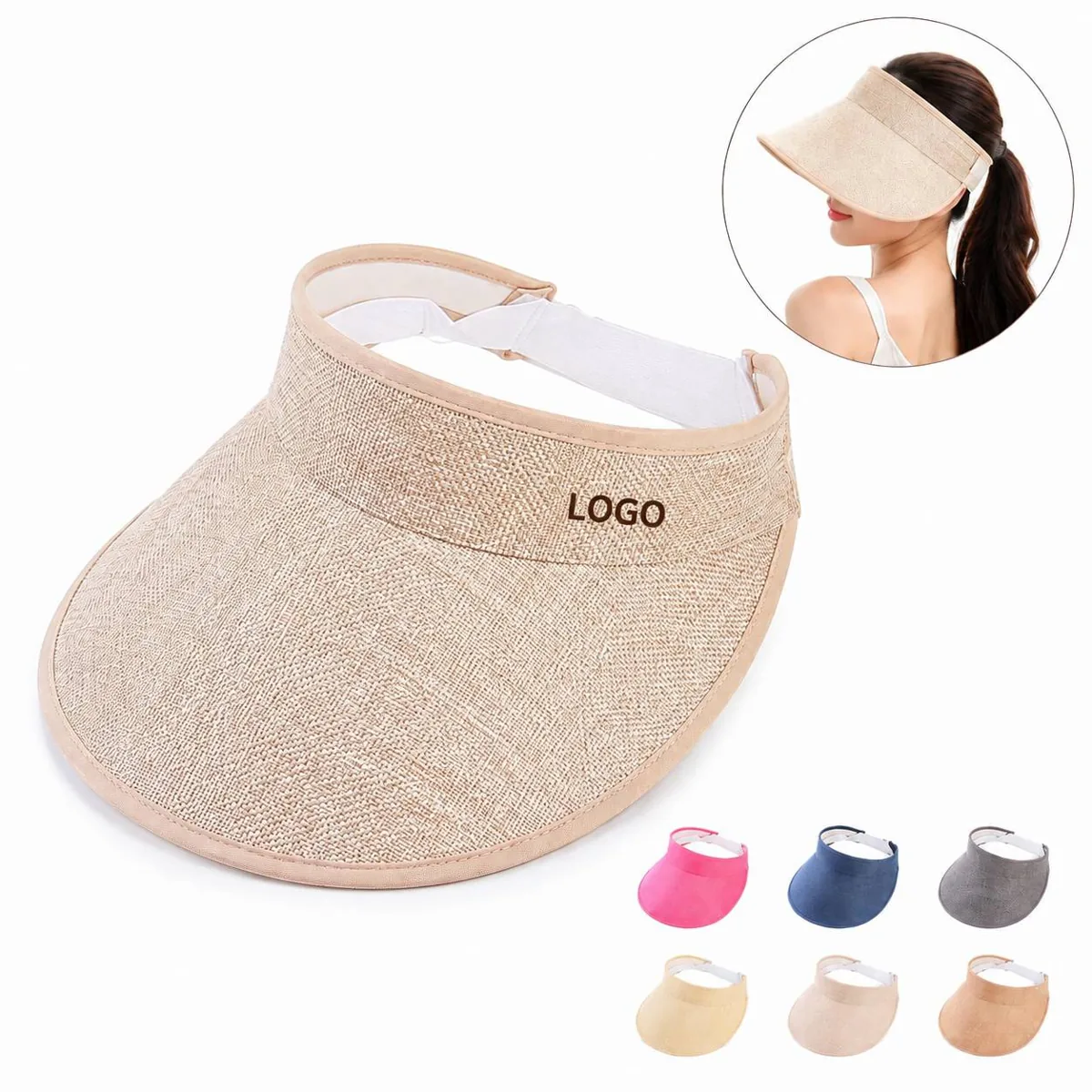 Quick Dry Linen Visor Hat Wide Brim Sun Shield