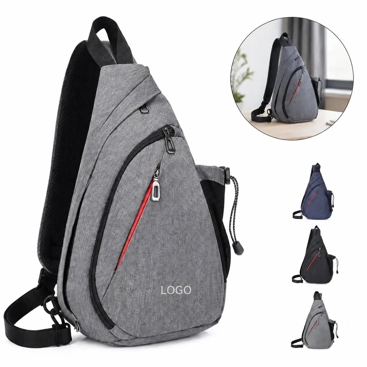 Water Resistant Oxford Crossbody Sling Bag with Anti