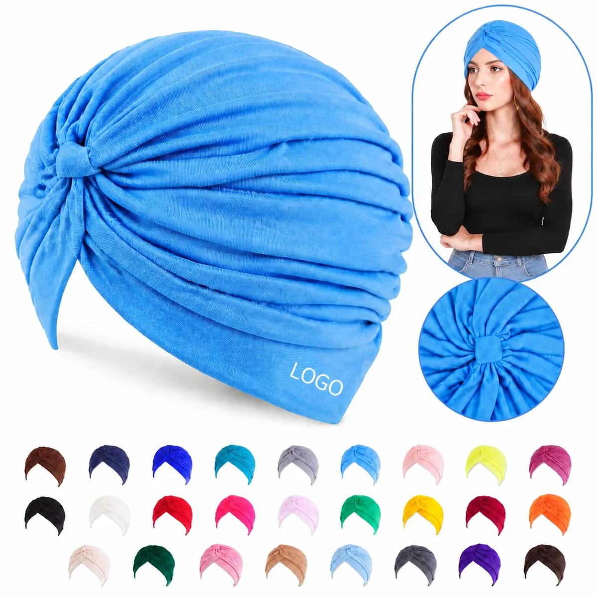 Stretch Polyester Turban Headwrap Soft Elastic Sports Yoga