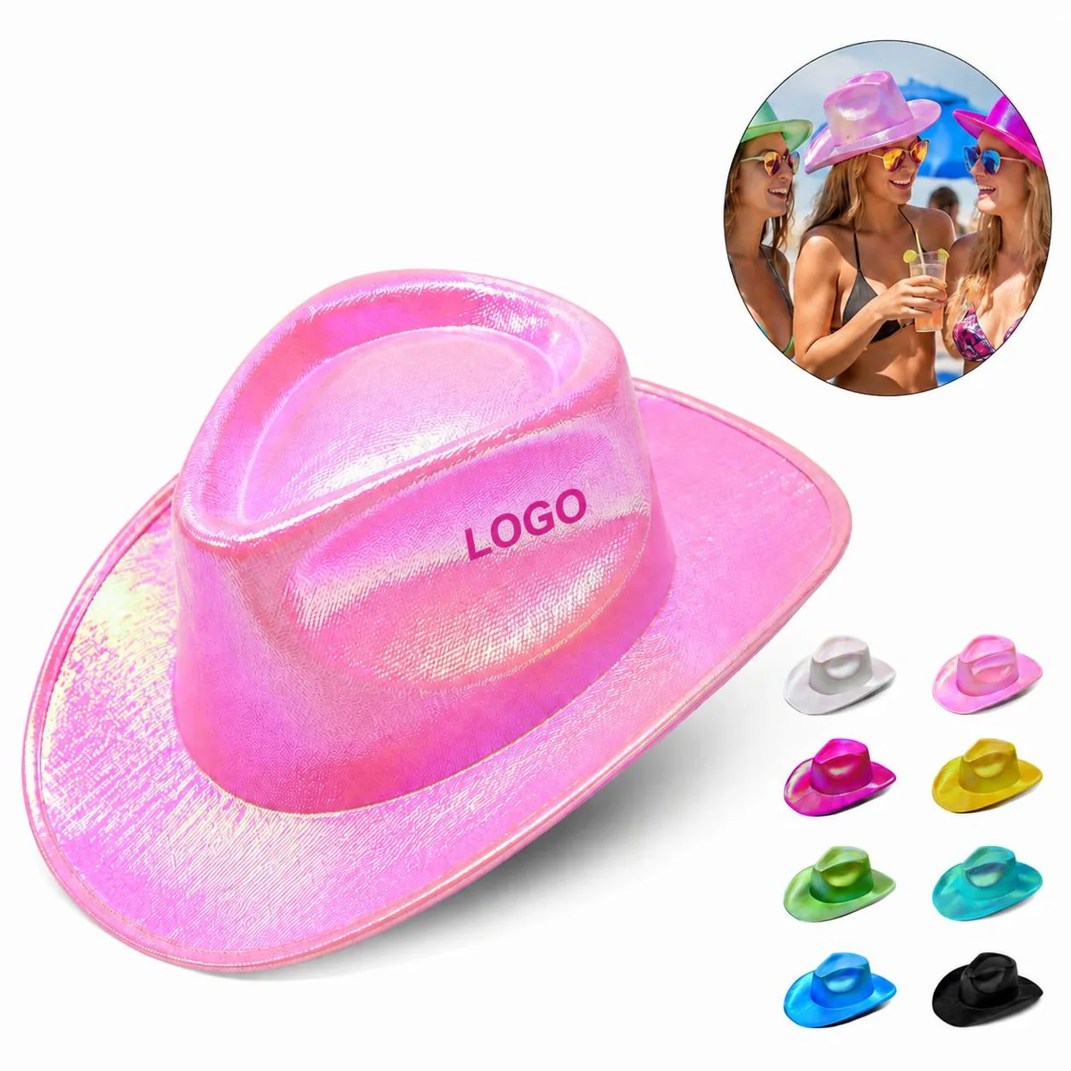 Iridescent Cowboy Hat with Holographic Finish