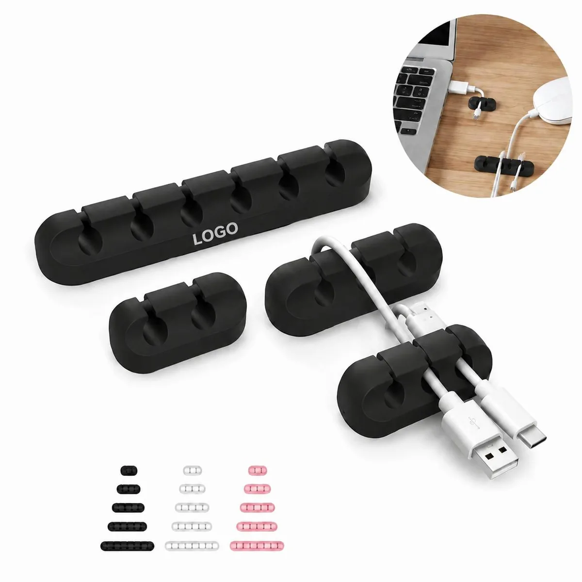 Flexible Silicone Cable Organizer Clips Set for Desk Cord