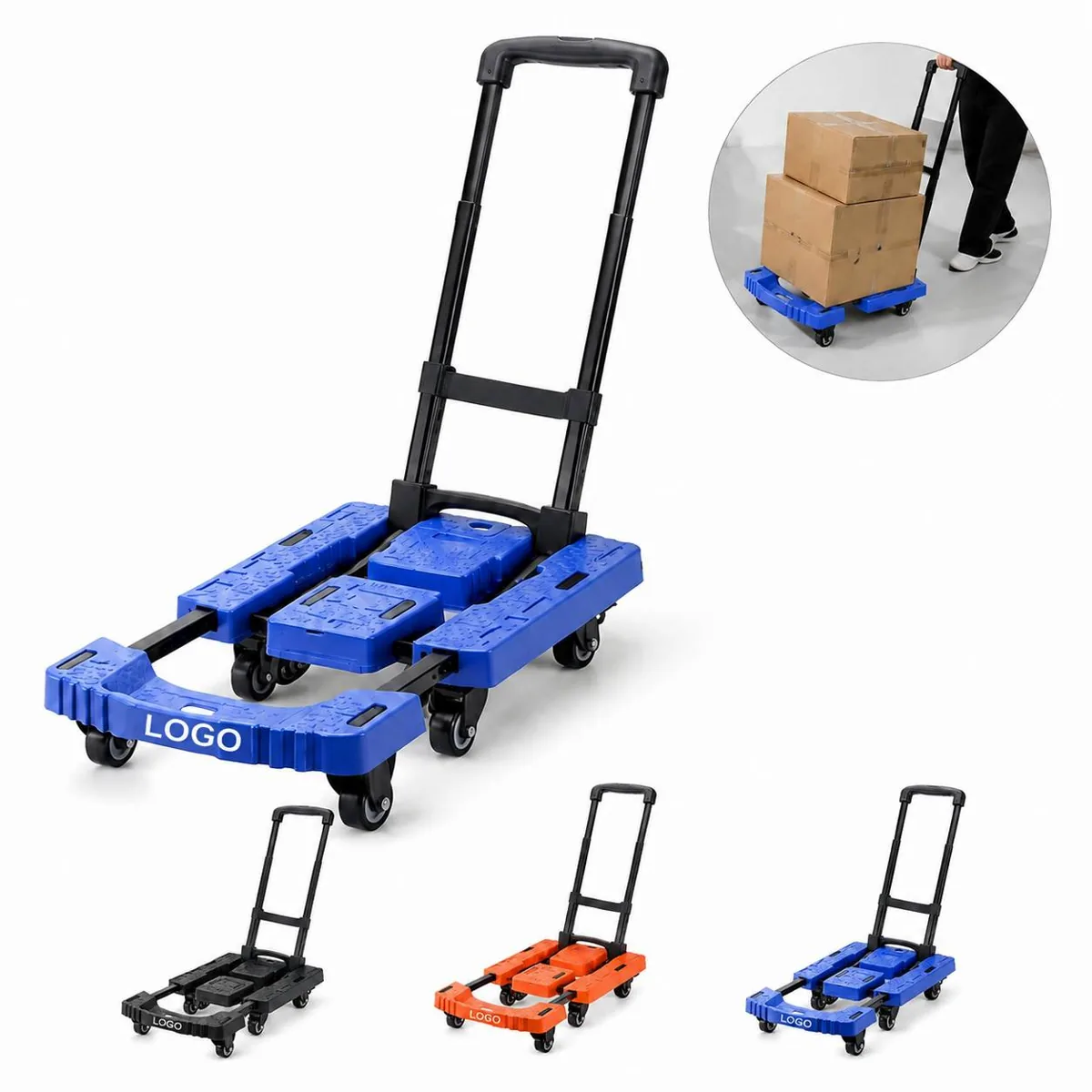 Foldable Hand Truck with Extendable Base for Moving Boxes