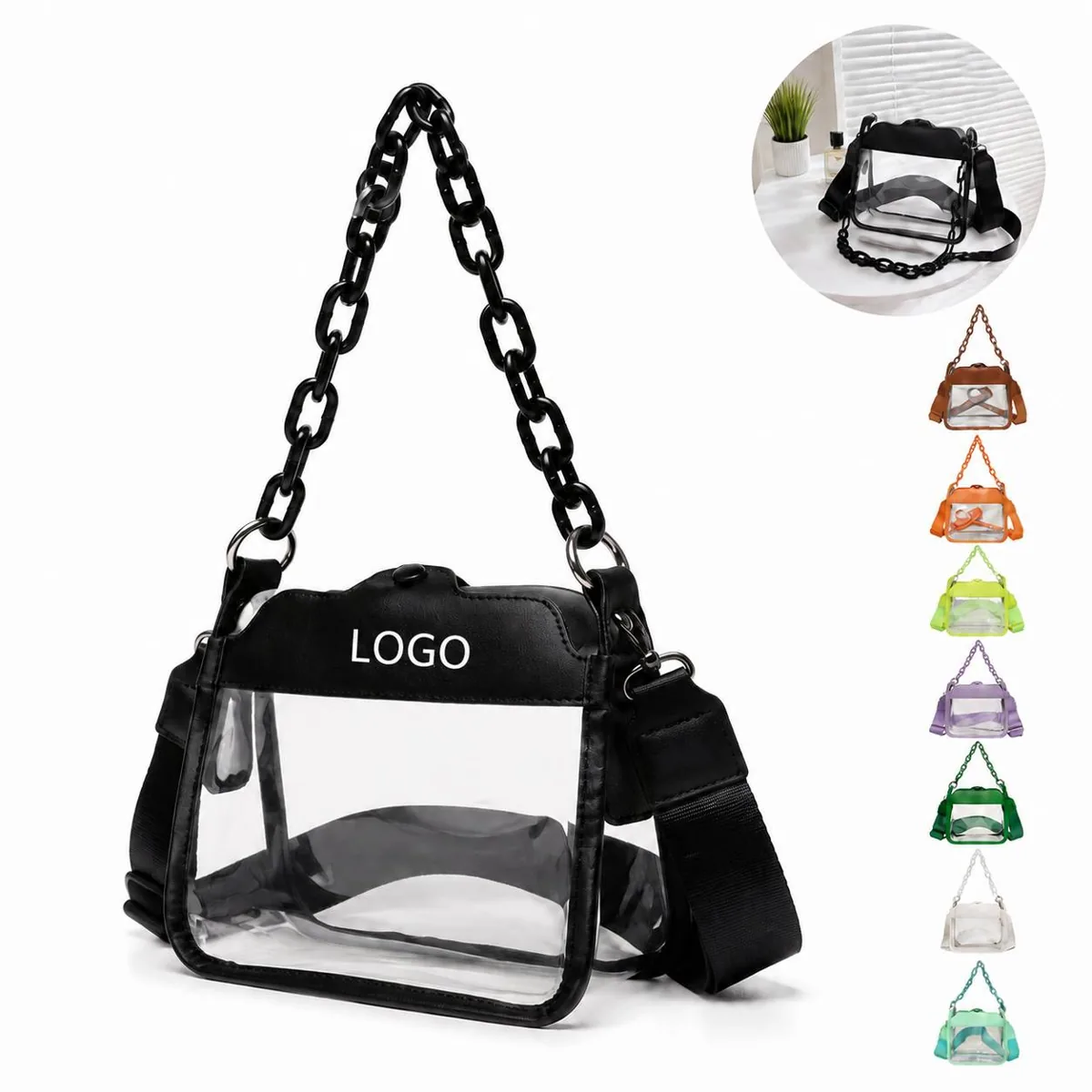 Clear PVC Crossbody Tote Waterproof Transparent Handbag