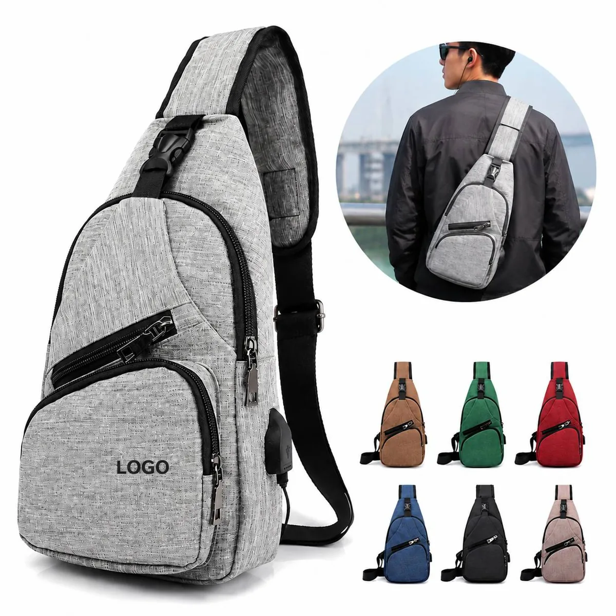 Compact Water-Resistant Crossbody Sling Backpack for Travel