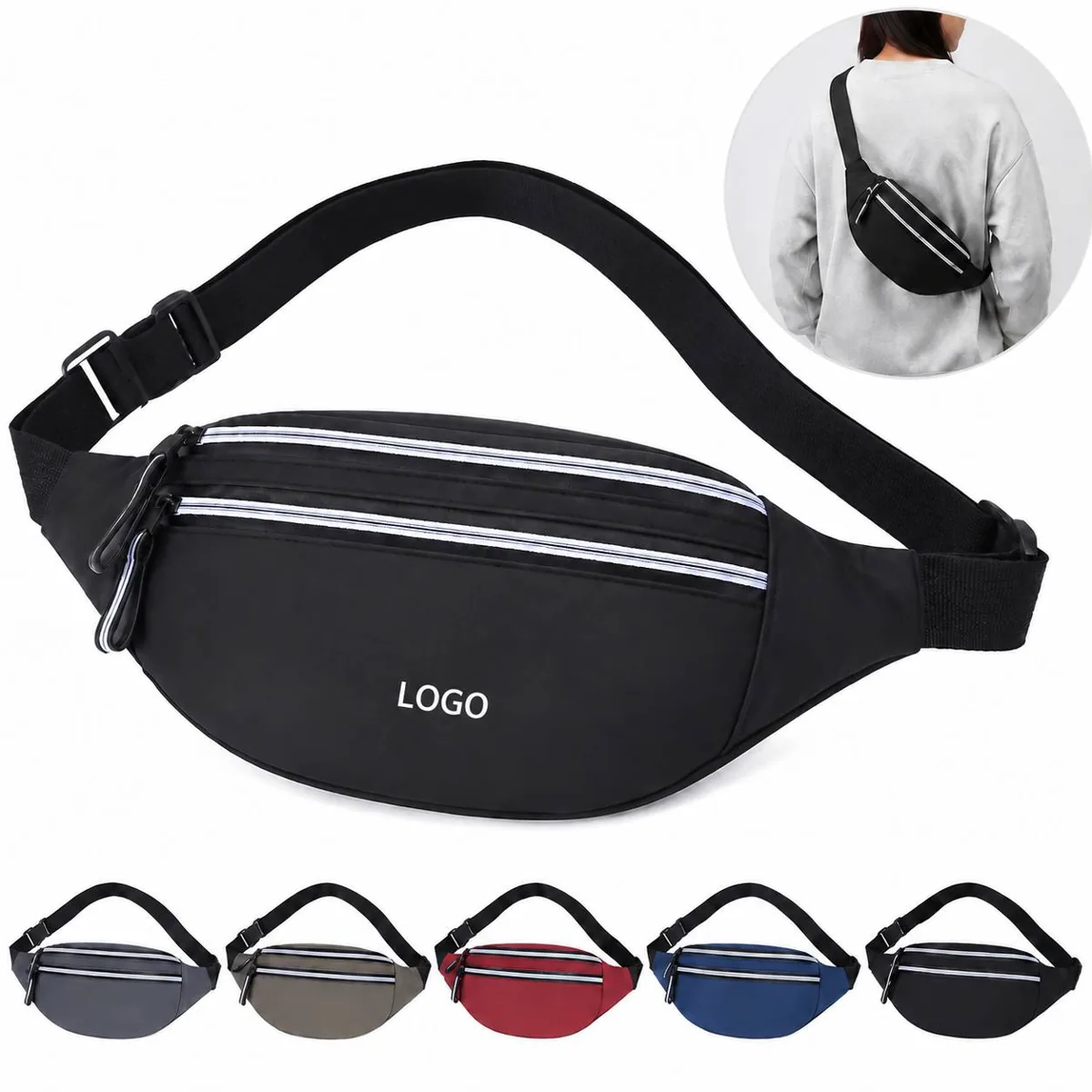Reflective Waterproof Nylon Waist Pack Unisex Slim