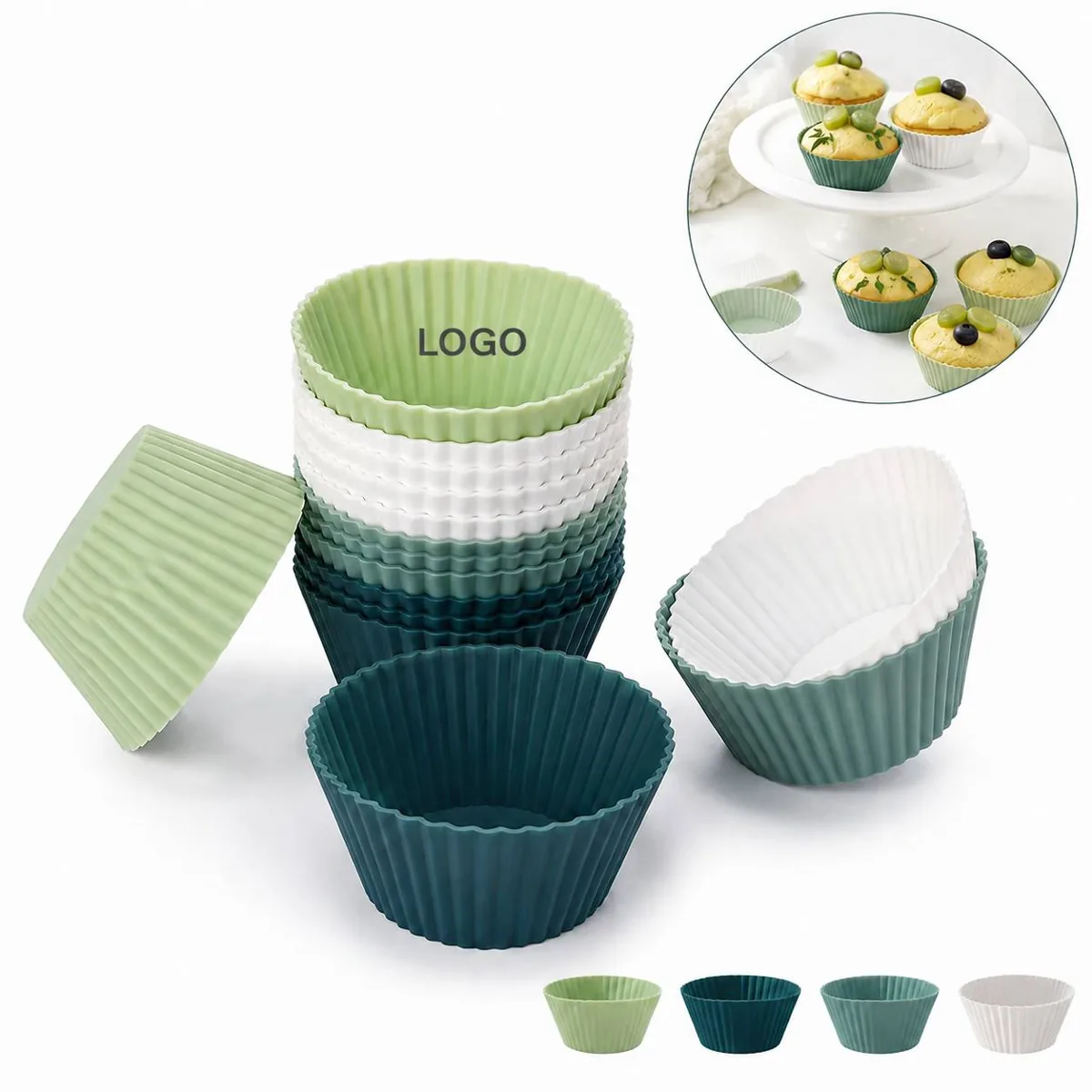 Reusable Non Stick Silicone Baking Cups Set, Eco Friendly