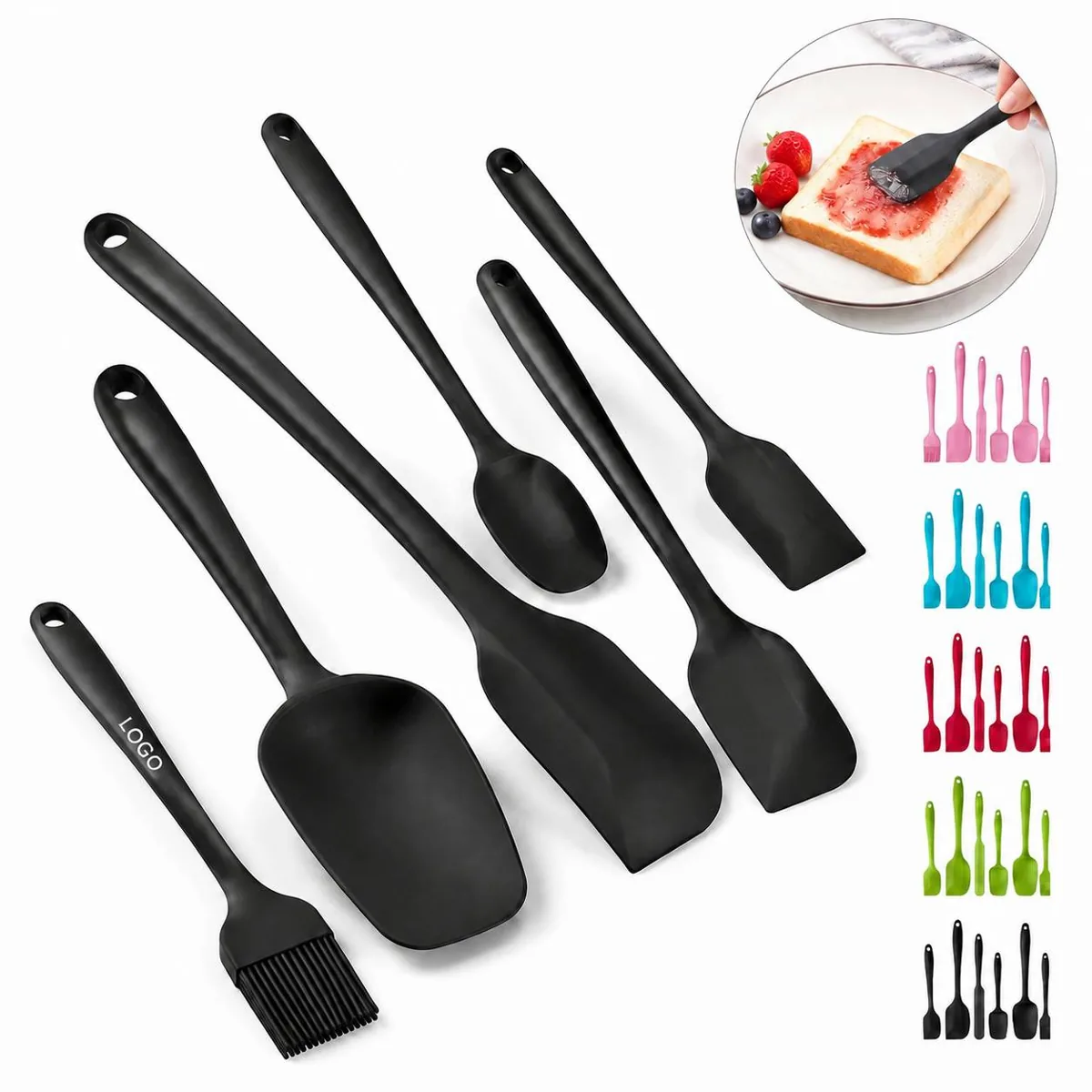 Silicone Spatula Set of 6, Heat Resistant 450°F BPA-Free