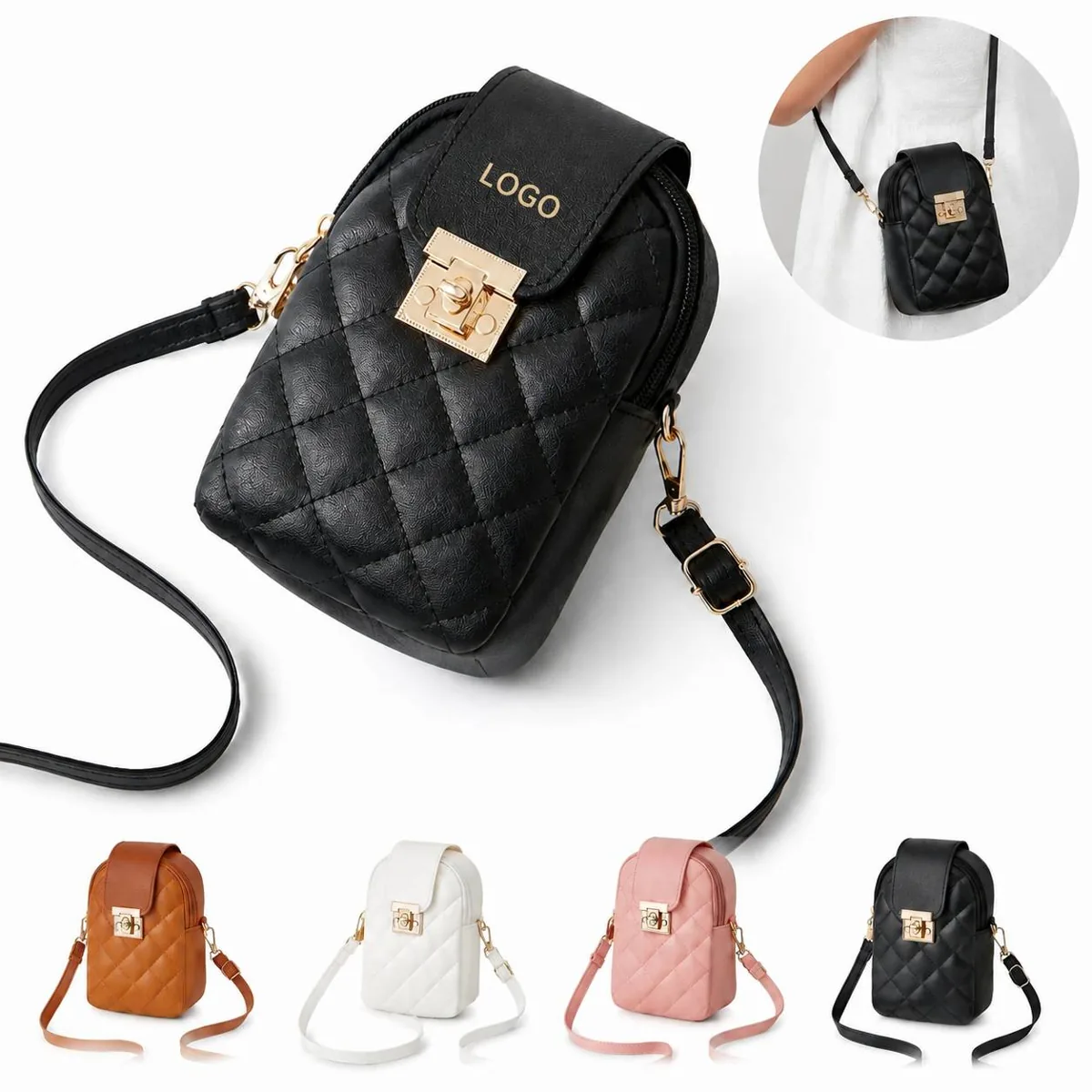 Women's PU Leather Compact Crossbody Phone Bag