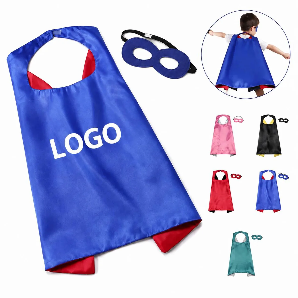 Kids Two Sided Superhero Capes DIY Drawing Set with Masks