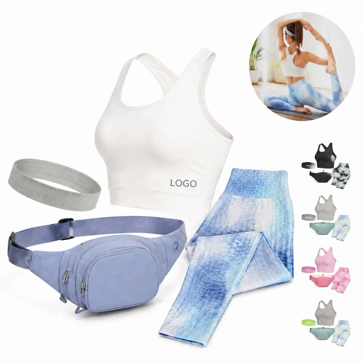 Women Yoga Workout Clothes Set Moisture Wicking Stretchy 2