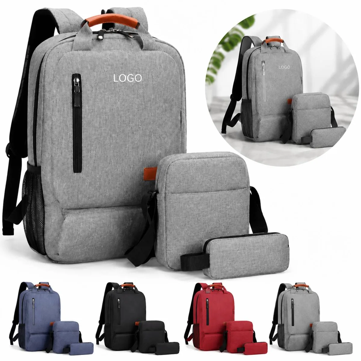 Travel Backpack Trio Set with Water-Resistant Fabric