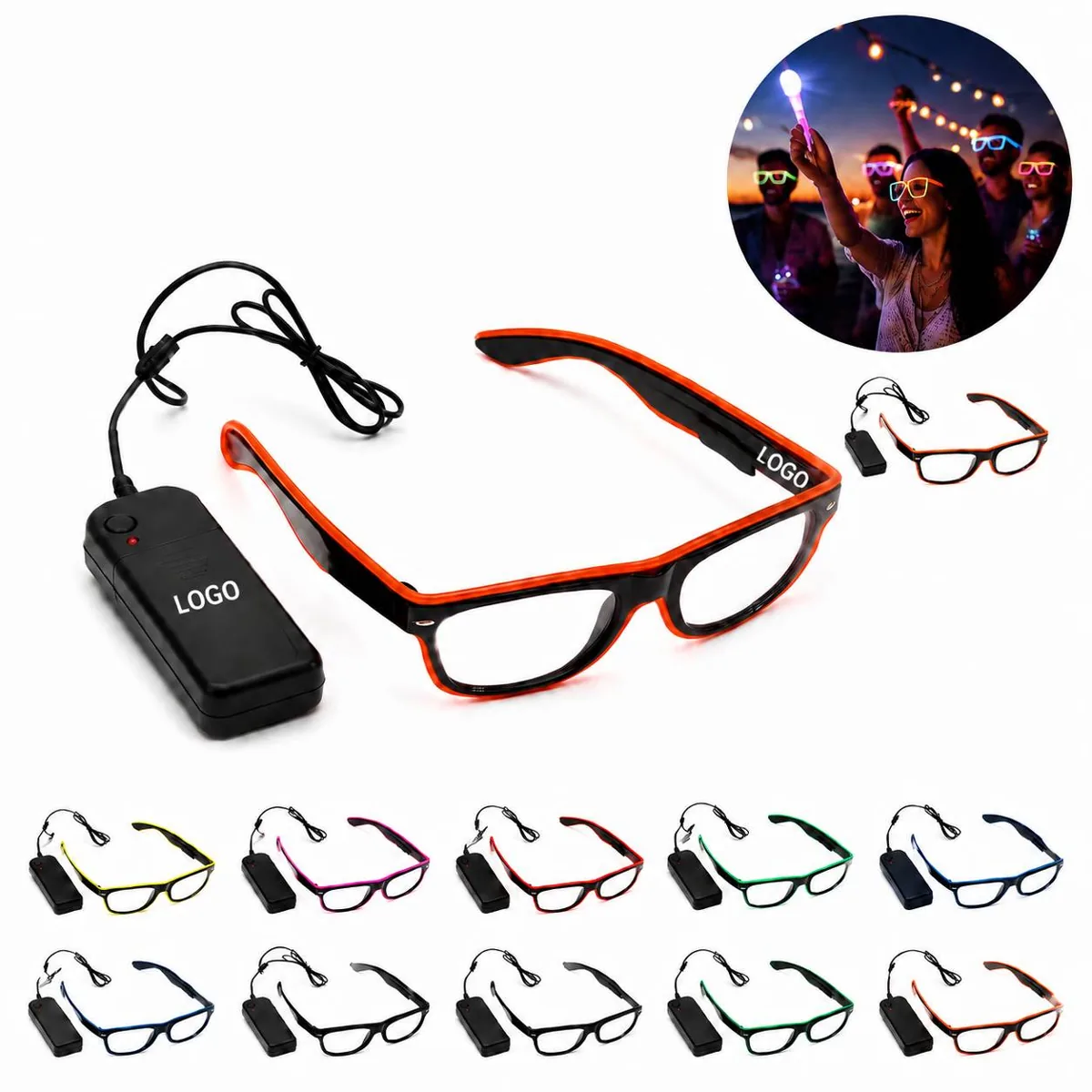 LED Glow Sunglasses with Button Light Modes for Party