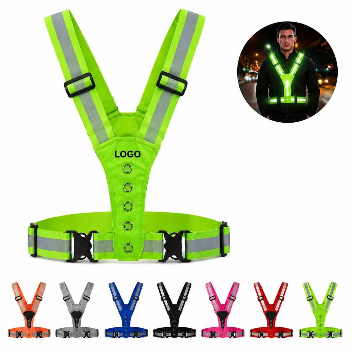 Reflective LED Safety Vest for Night Running Cycling Walking