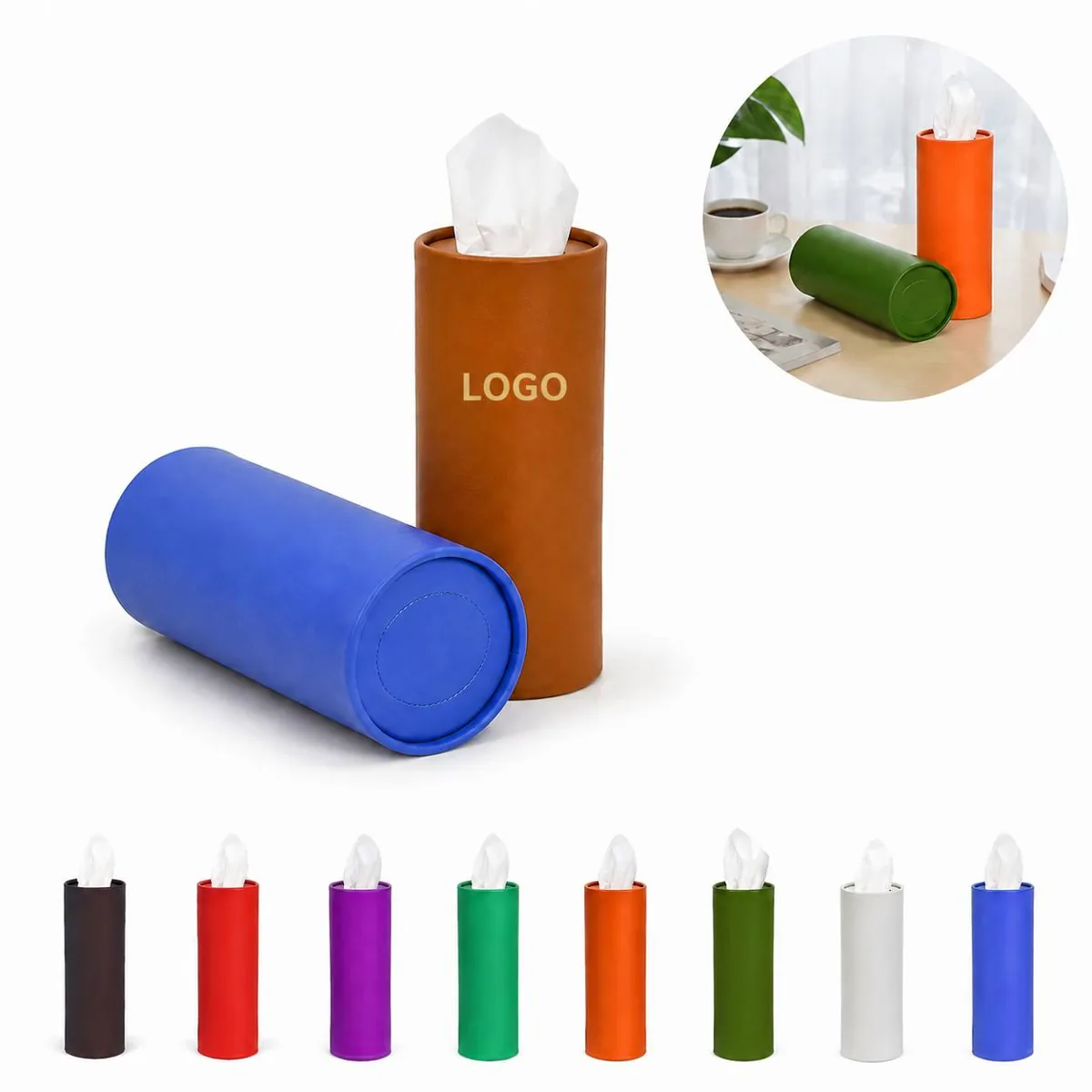 Portable Cylindrical Tissue Canister with Durable Paper