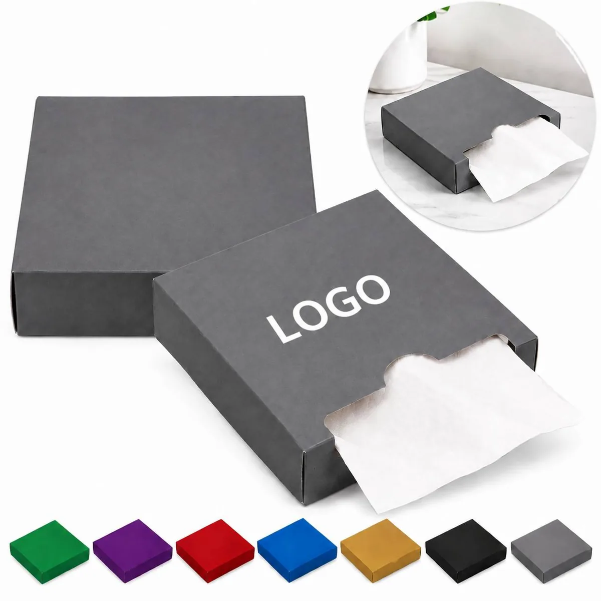 Custom Full Color Square Tissue Box with 30 Premium Sheets