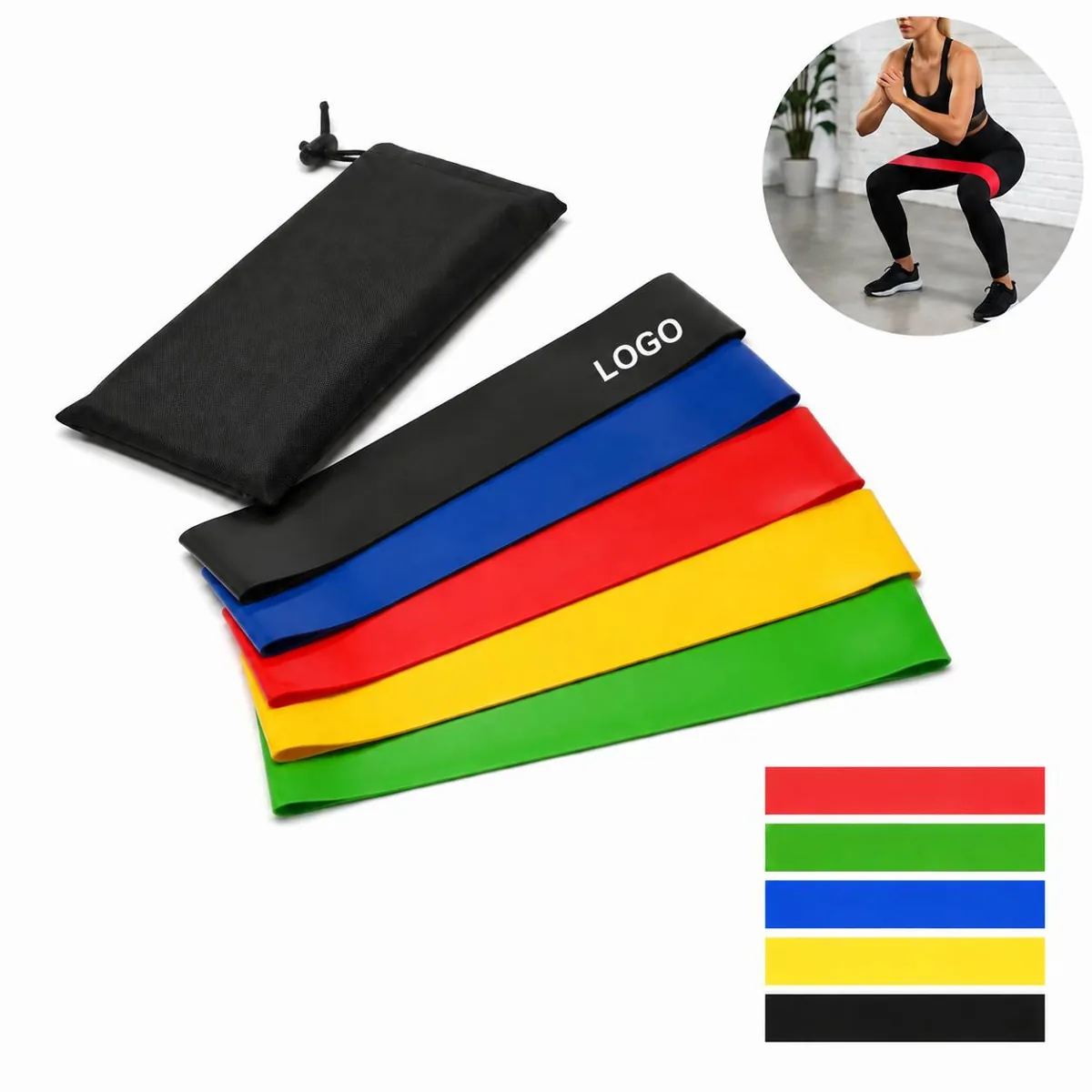5 Level Natural Latex Resistance Bands Set for Strength