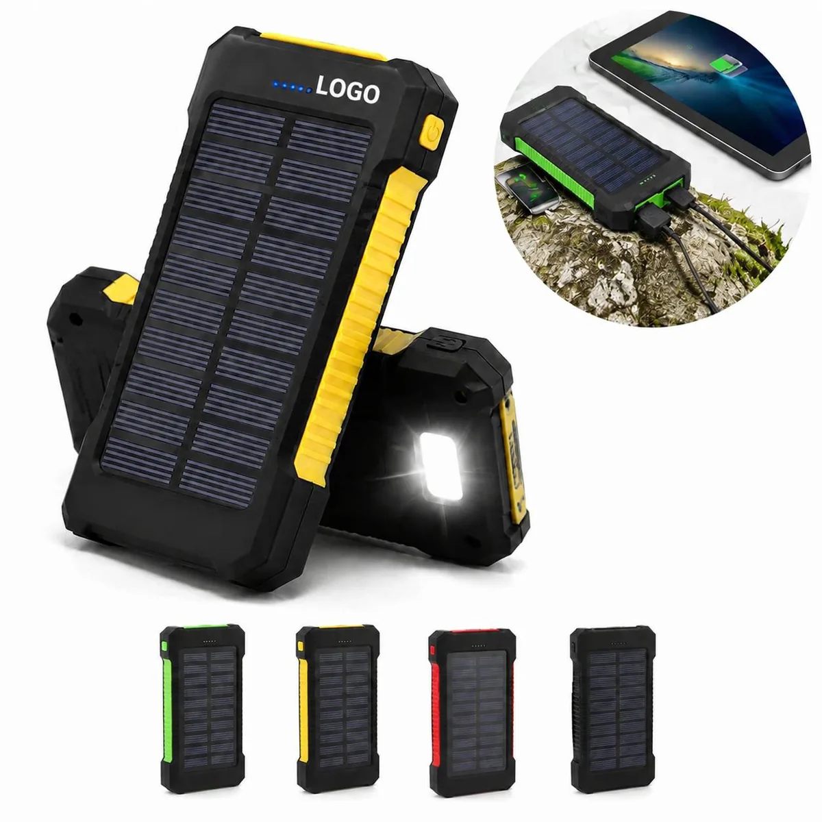 Solar Power Bank 6000mAh Dual USB with LED Flashlight