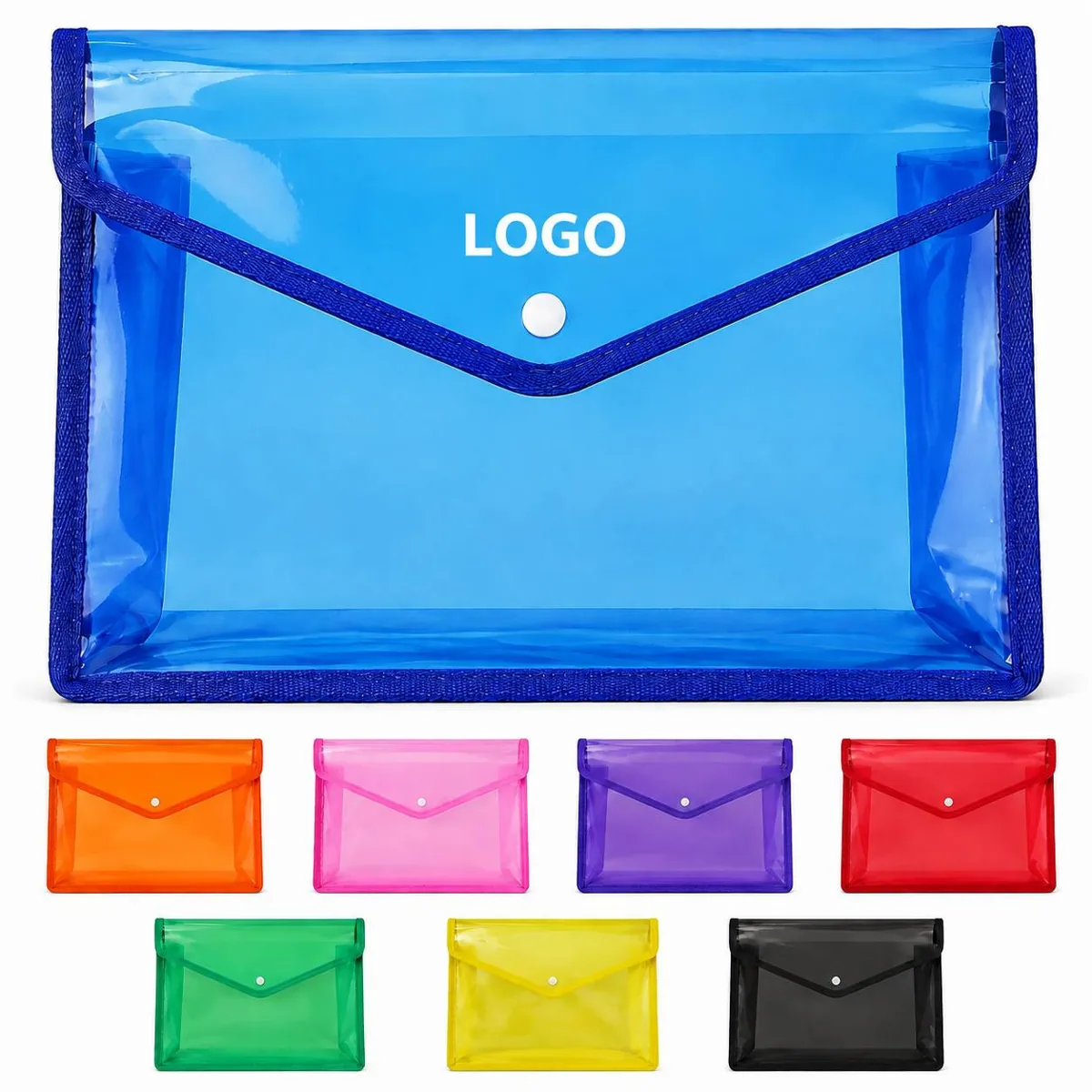 Large Snap Button Clear Waterproof Document Envelope