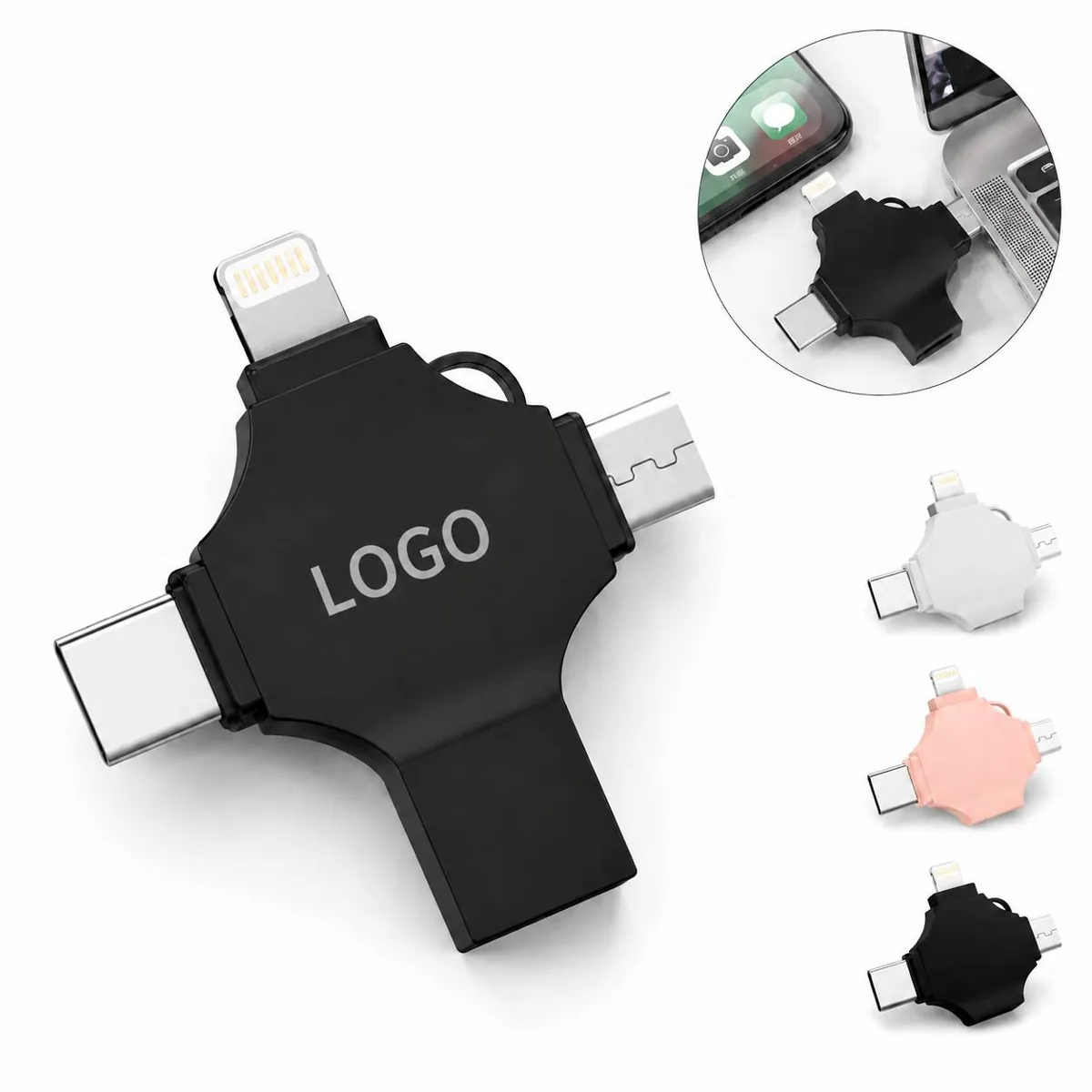 Multi Interface USB Flash Drive 8GB OTG for Phones, Tablets