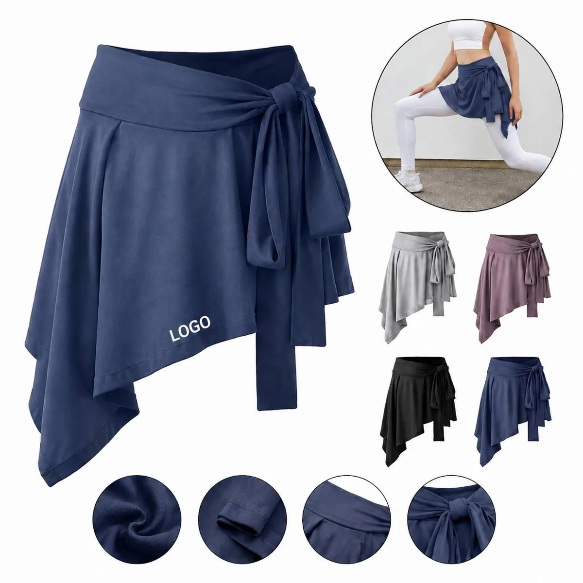 Women's Asymmetrical Wrap Yoga Skirt, Quick-Dry Tie Skirt