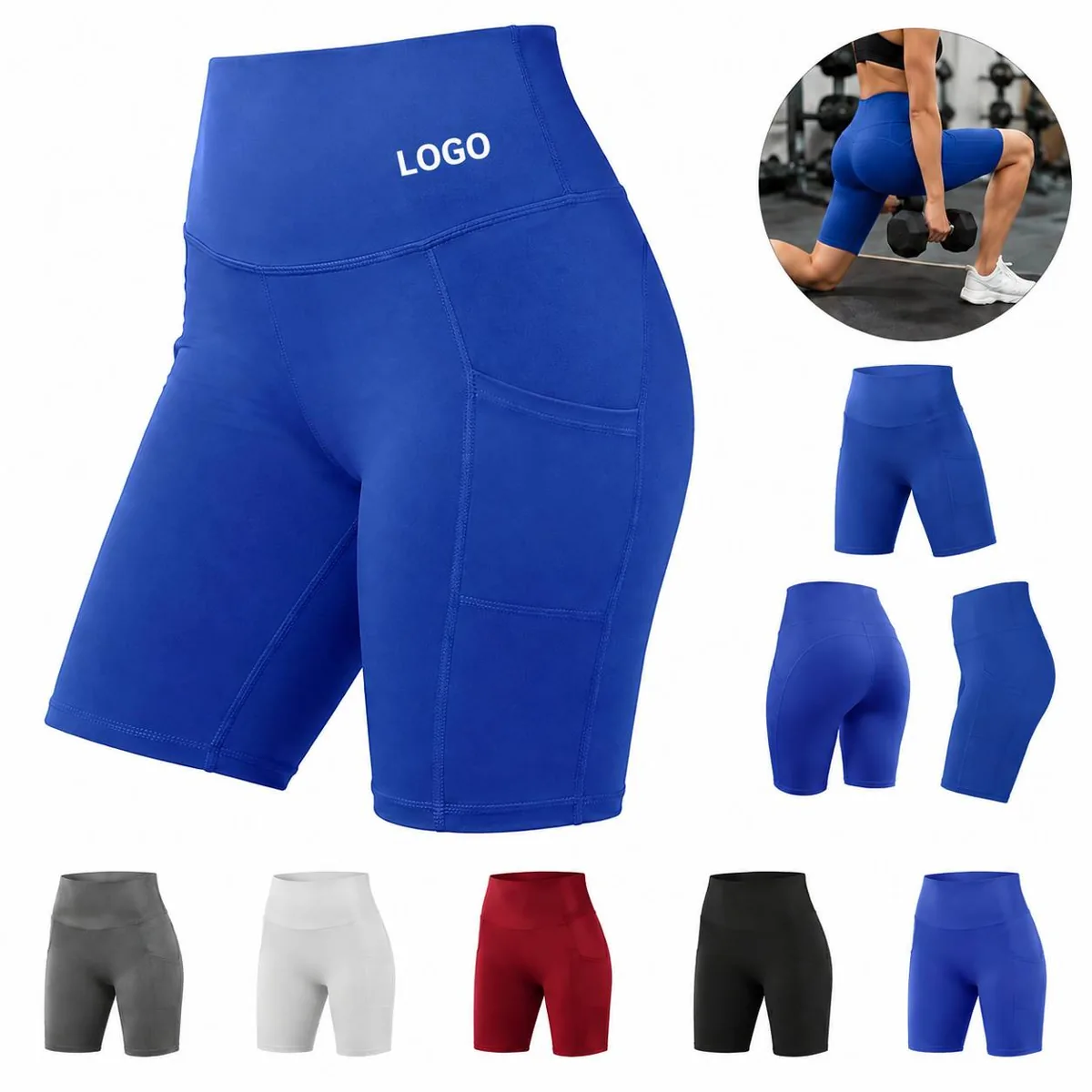 Women's High Waist Yoga Shorts with Pockets Quick Dry