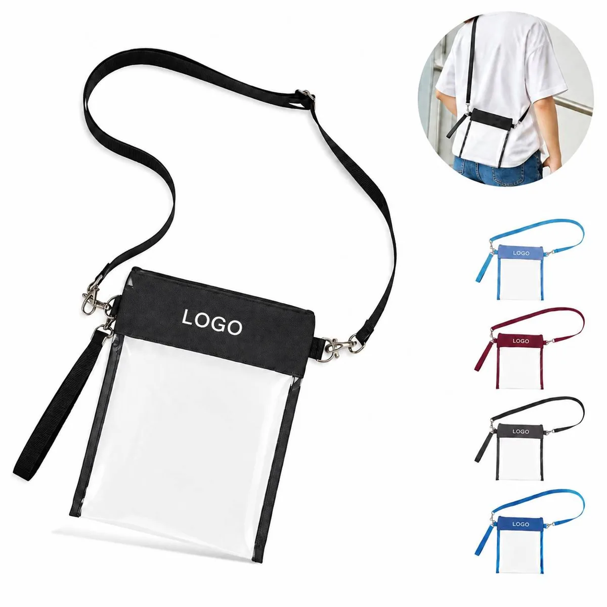 Clear Stadium Crossbody Bag with Adjustable Strap