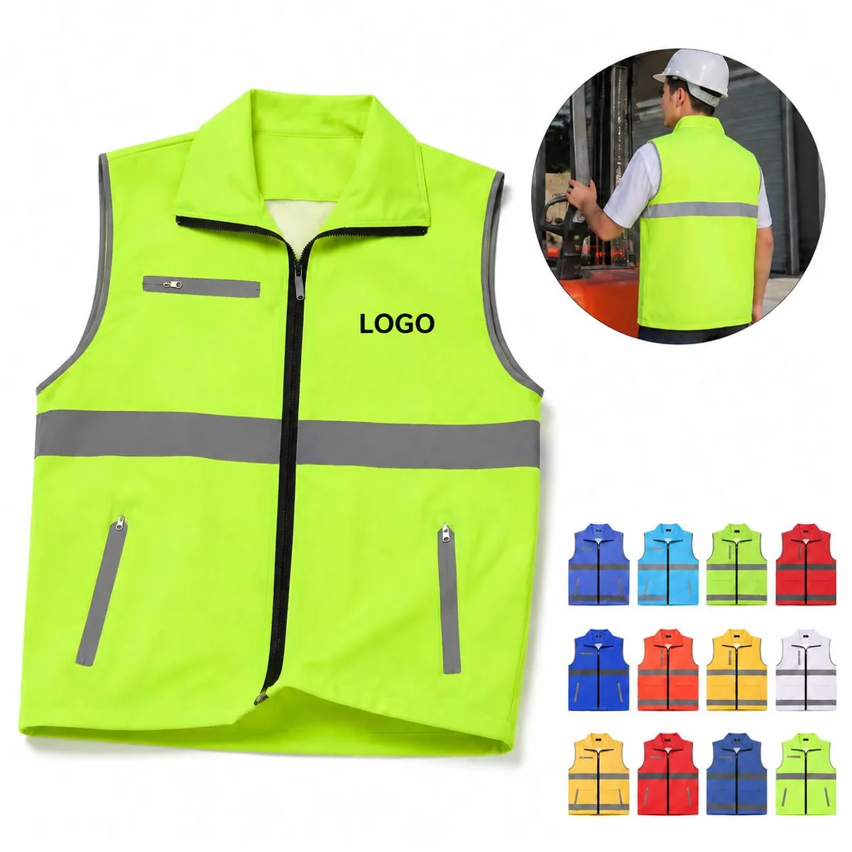 Hi-Vis Reflective Work Vest with 3 Pockets