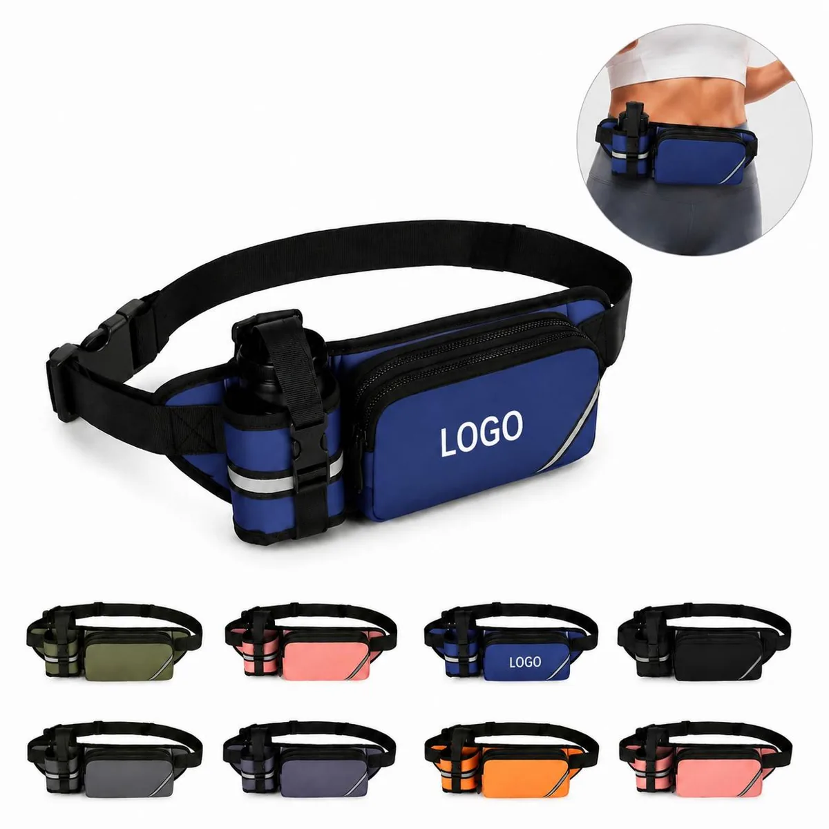 Waterproof Jogging Waist Pouch with Bottle Holder