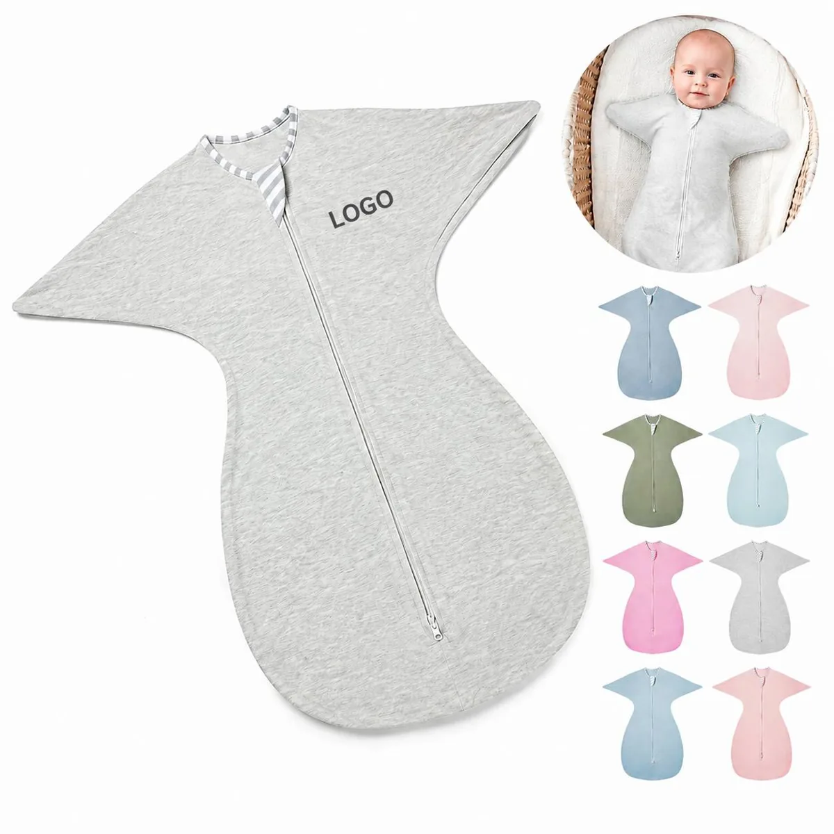 Infant Sleep Wrap with Easy Side Zipper for Safe Hip