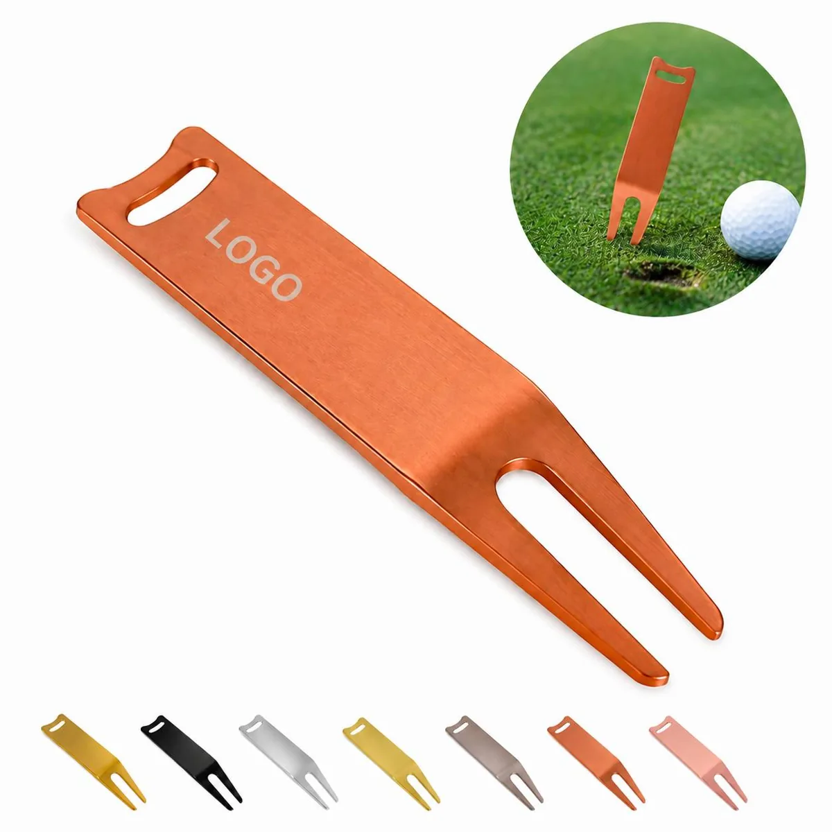 Aluminum Golf Divot Repair Tool with Keychain Hole