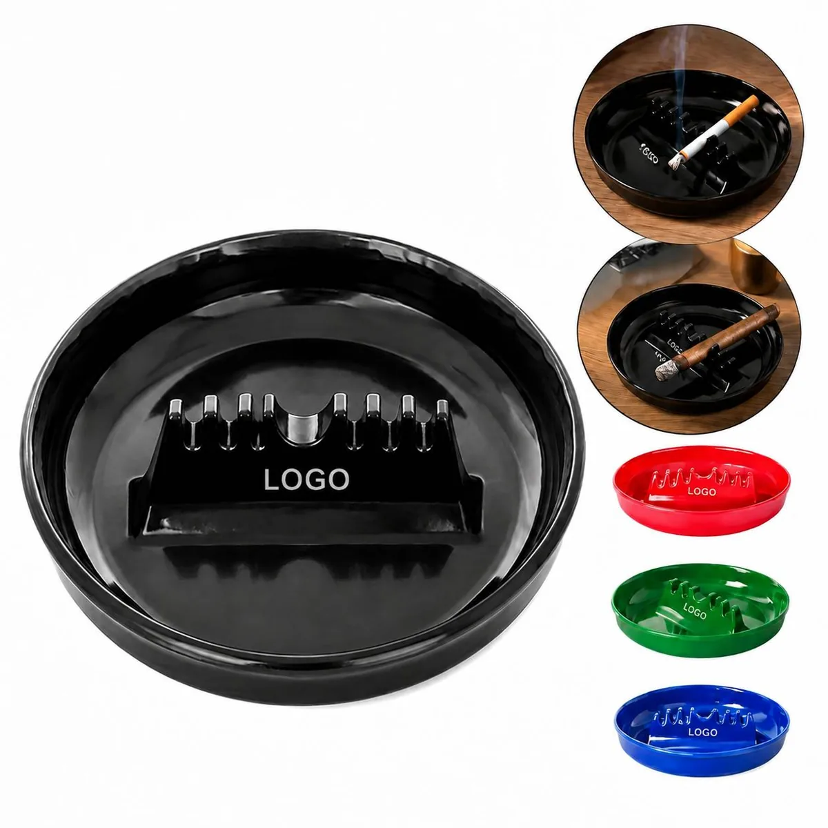 Durable Melamine Stackable Ashtray Portable Cigarette Tray
