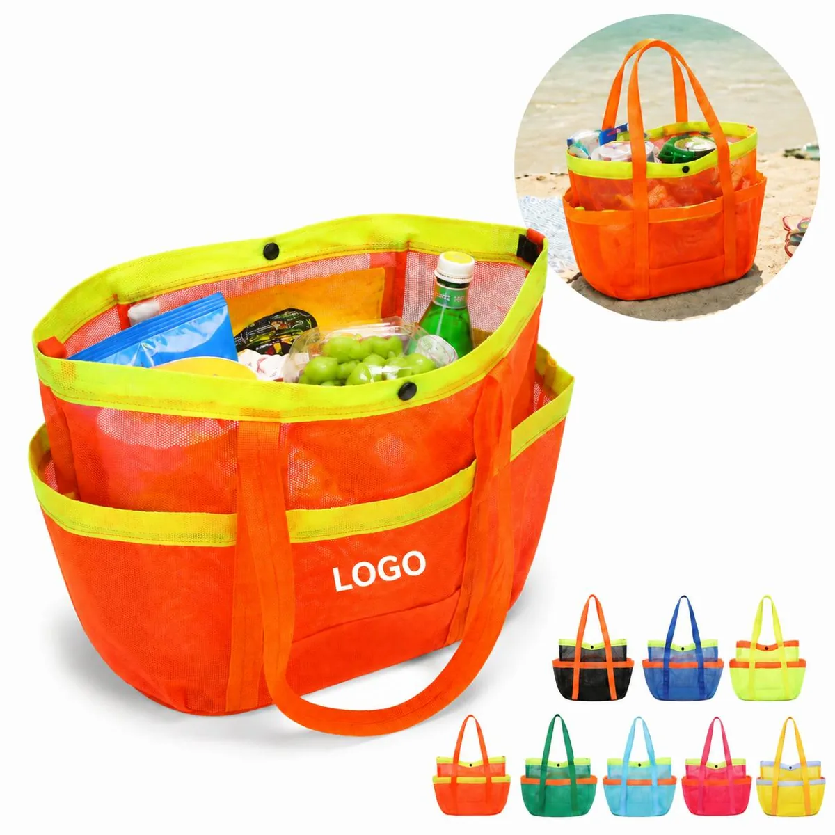 Mesh Shower Tote Organizer with Quick-Drain Nylon and 7
