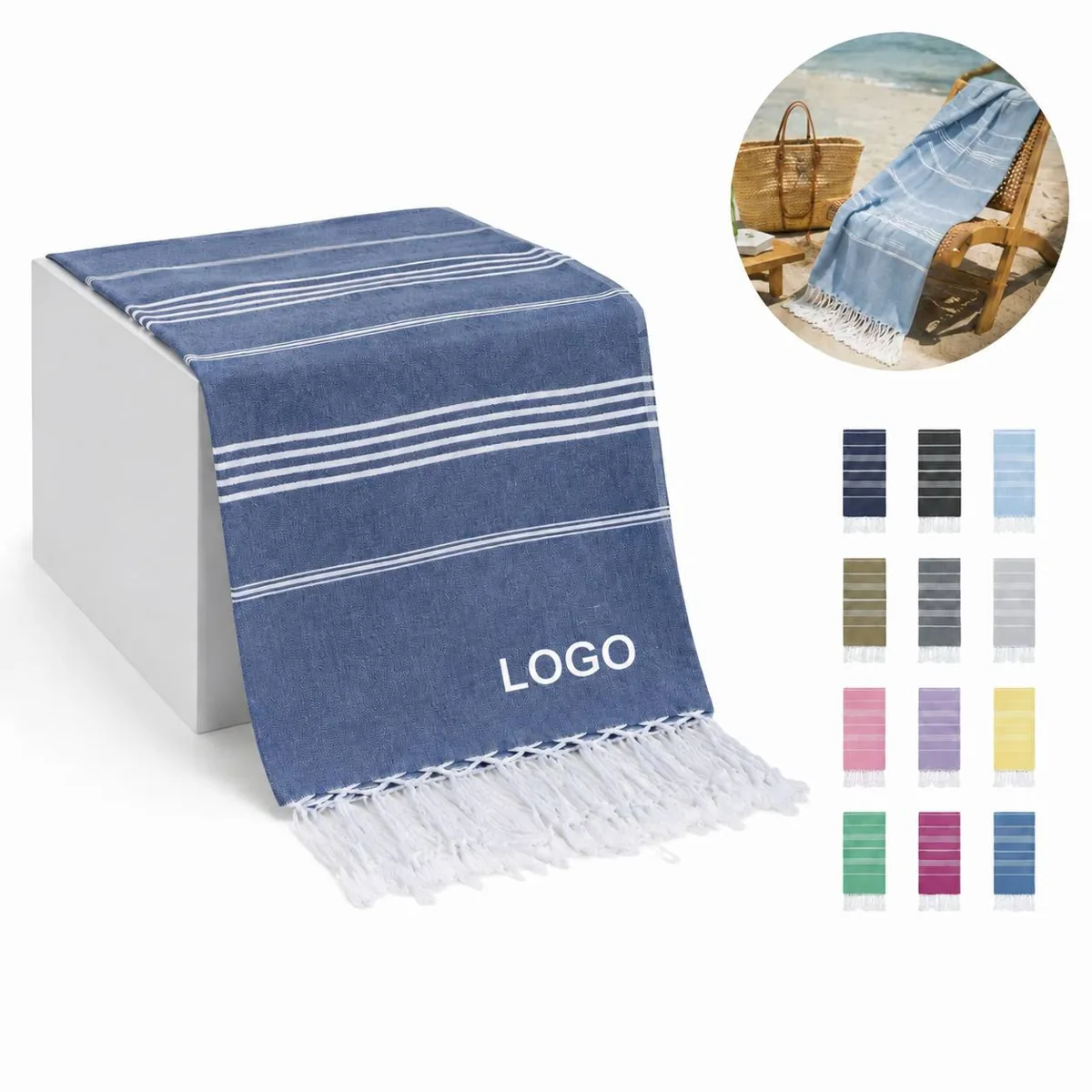 Premium Quick-Dry Turkish Cotton Travel Towel, Sand-Free