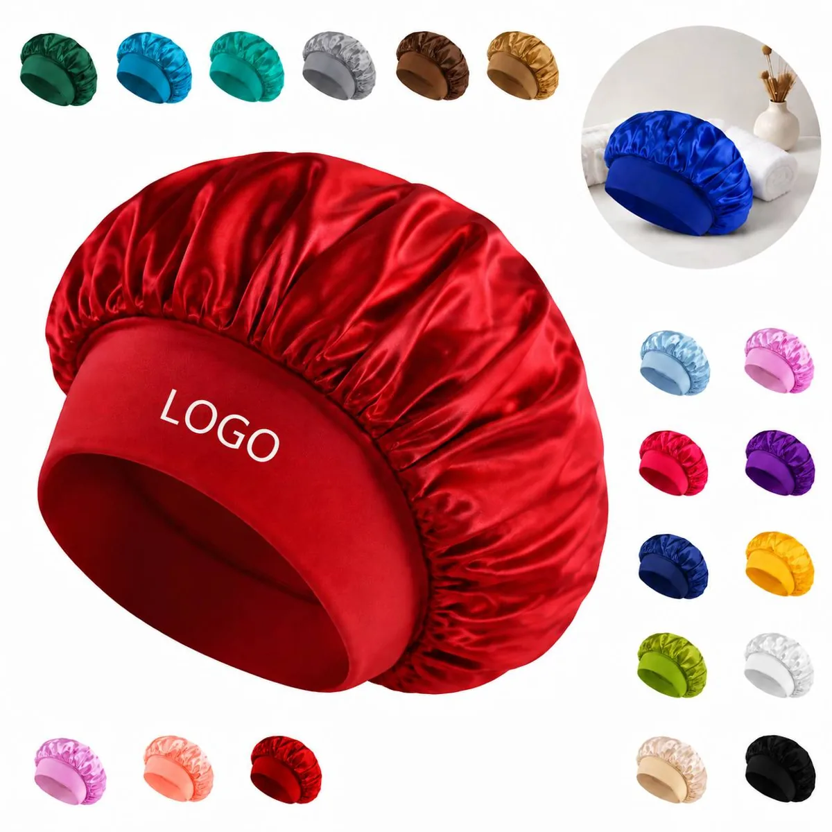 Gentle Elastic Reusable Shower Cap, No Forehead Marks, Hair